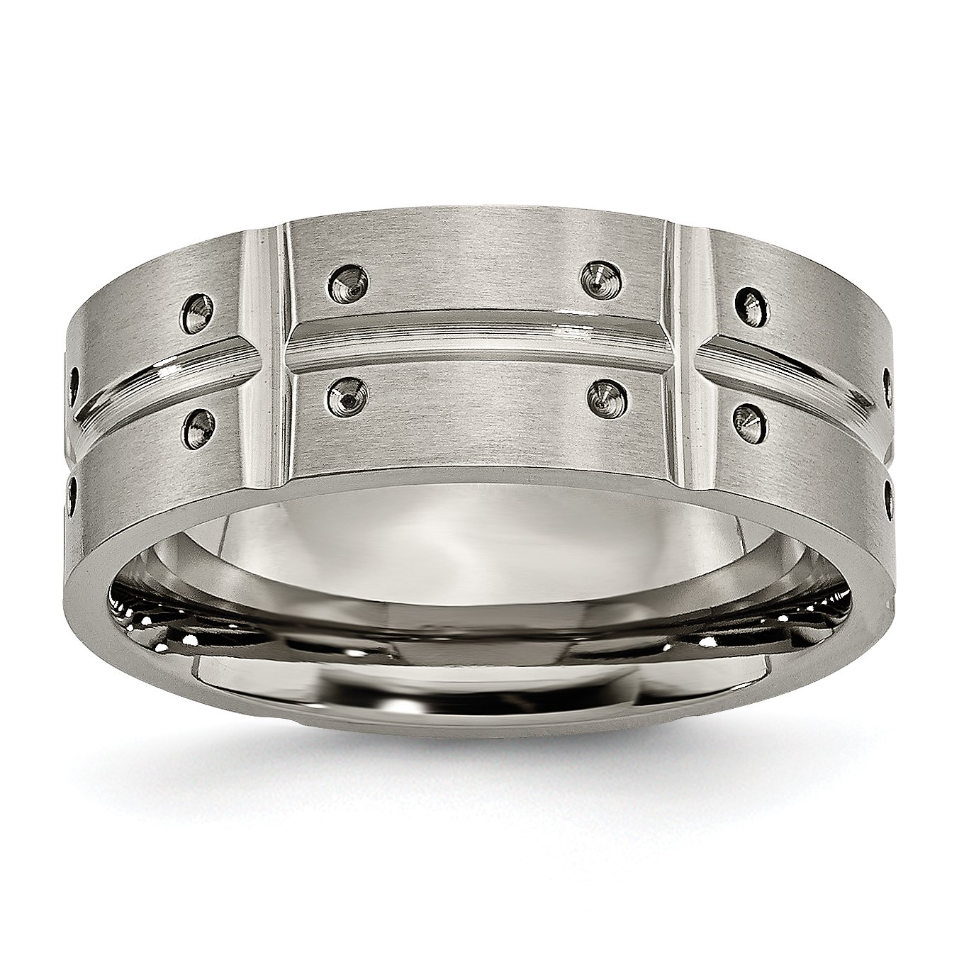 Men's Titanium 8mm Brushed & Polished Wedding Band Ring - Durable Comfort Fit Wedding Ring for Men, Anniversary Gift, Engagement Ring for Him