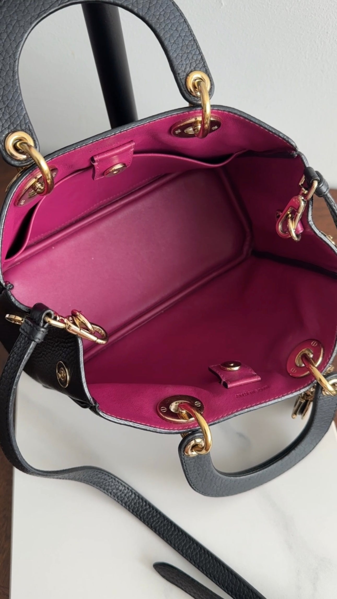 Christian Dior Black Mini Diorissimo Leather Two-Way Shoulder Bag Crossbody Purse for Women | Luxury Designer Handbag for Date Night, Office & Travel