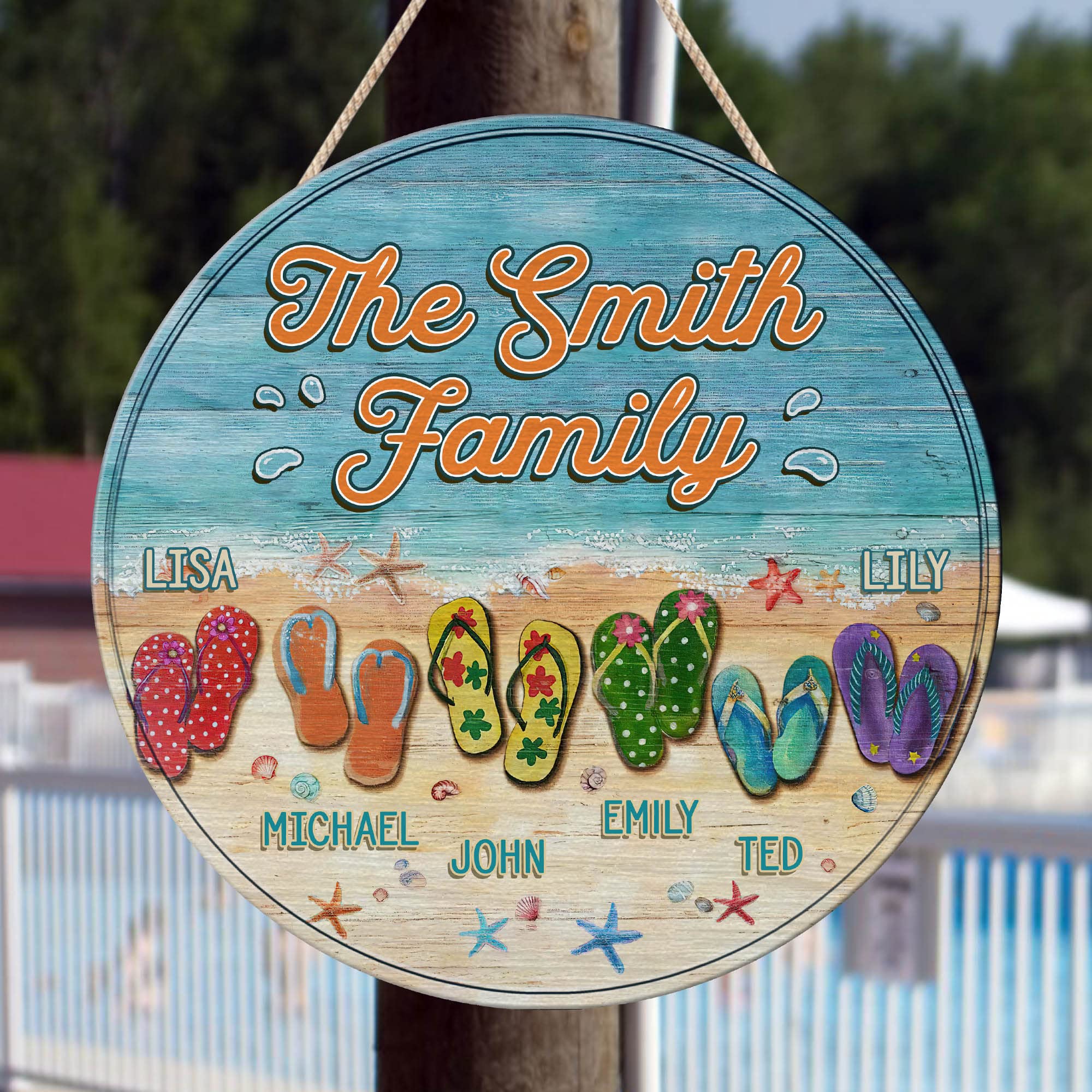 Custom Beach House Wood Sign - Summer Coastal Nautical Decor for Outdoor & Indoor Use - Perfect for Pool Areas, Tiki Bars, Backyard Grills, Patios, Porches and Decks - Handcrafted Wooden Wall Art (11 Inch)