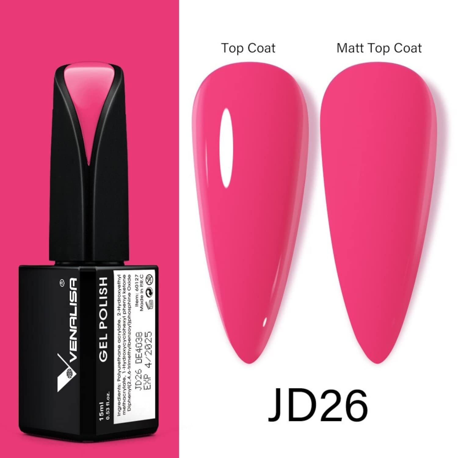 VENALISA 15ml UV Gel Nail Polish - Soak Off Salon Colors for Home Manicure & DIY Nail Art