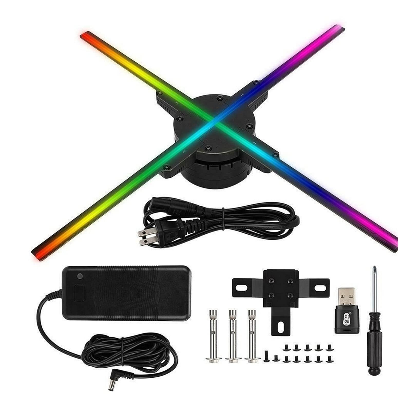 BJTYHT 50CM WiFi-Controlled 3D Holographic Projector with 4 Fans - LED Hologram Fan Light for Advertising Display & Holiday Decor | Perfect for Store Promotions, Events, and Home Decoration