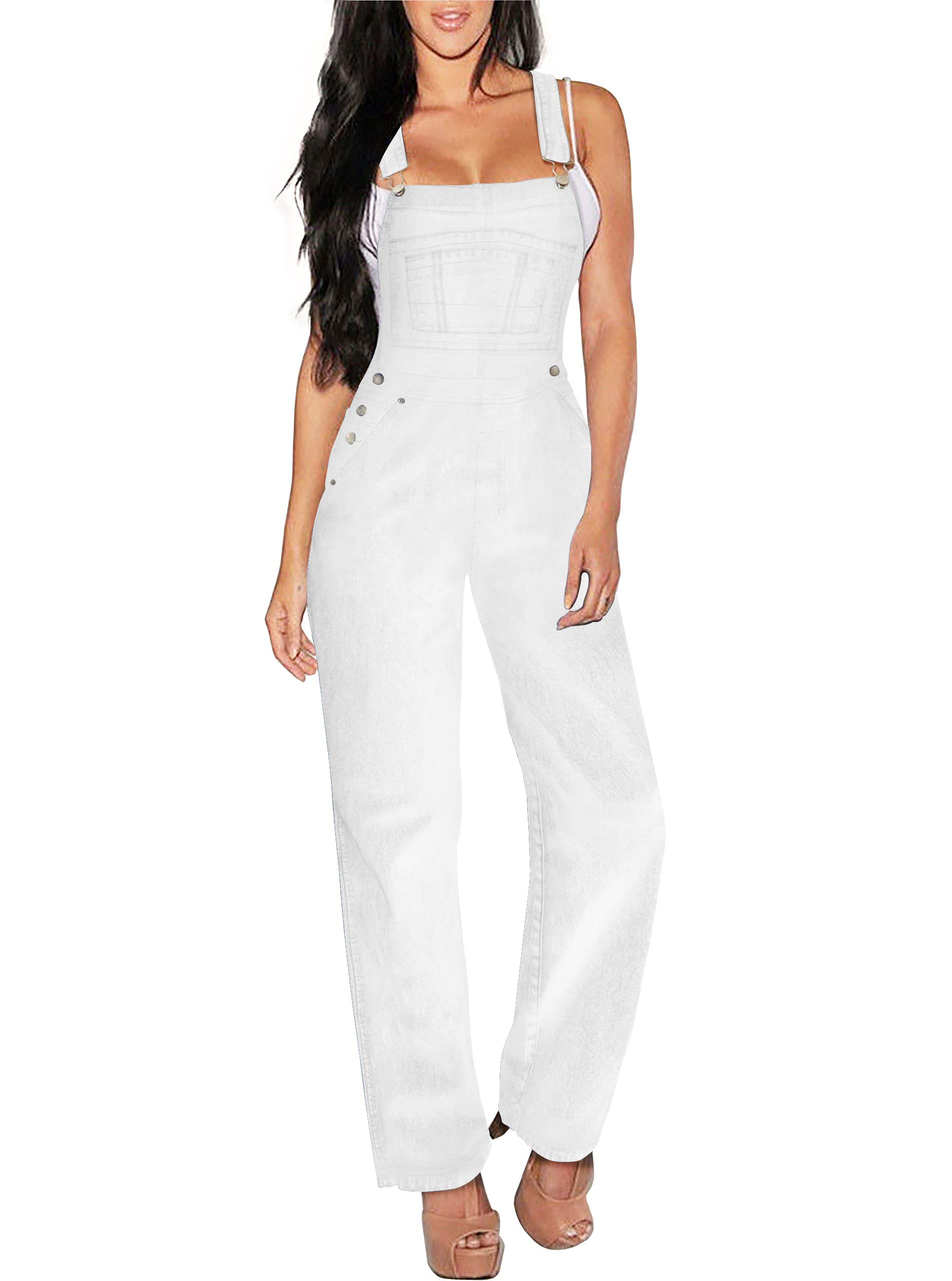 Hybrid & Co Women's Stretchy Denim Jumpsuit Overalls - Comfortable Casual Wear for Everyday, Work & Outdoor Activities