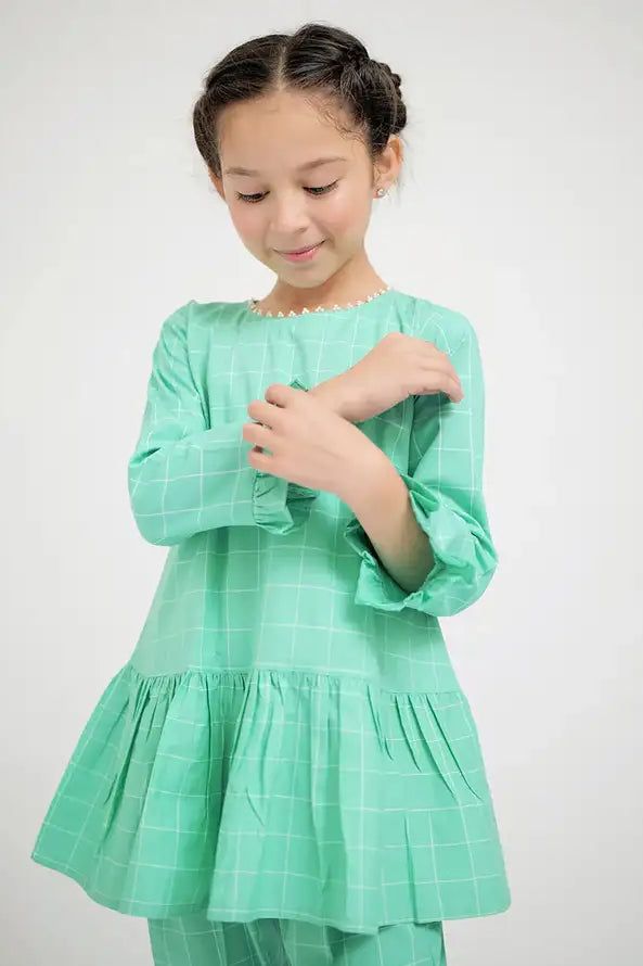 Premium Cotton Dobby Sea Green Stitched Suit for Women - Elegant Office Wear & Formal Occasions