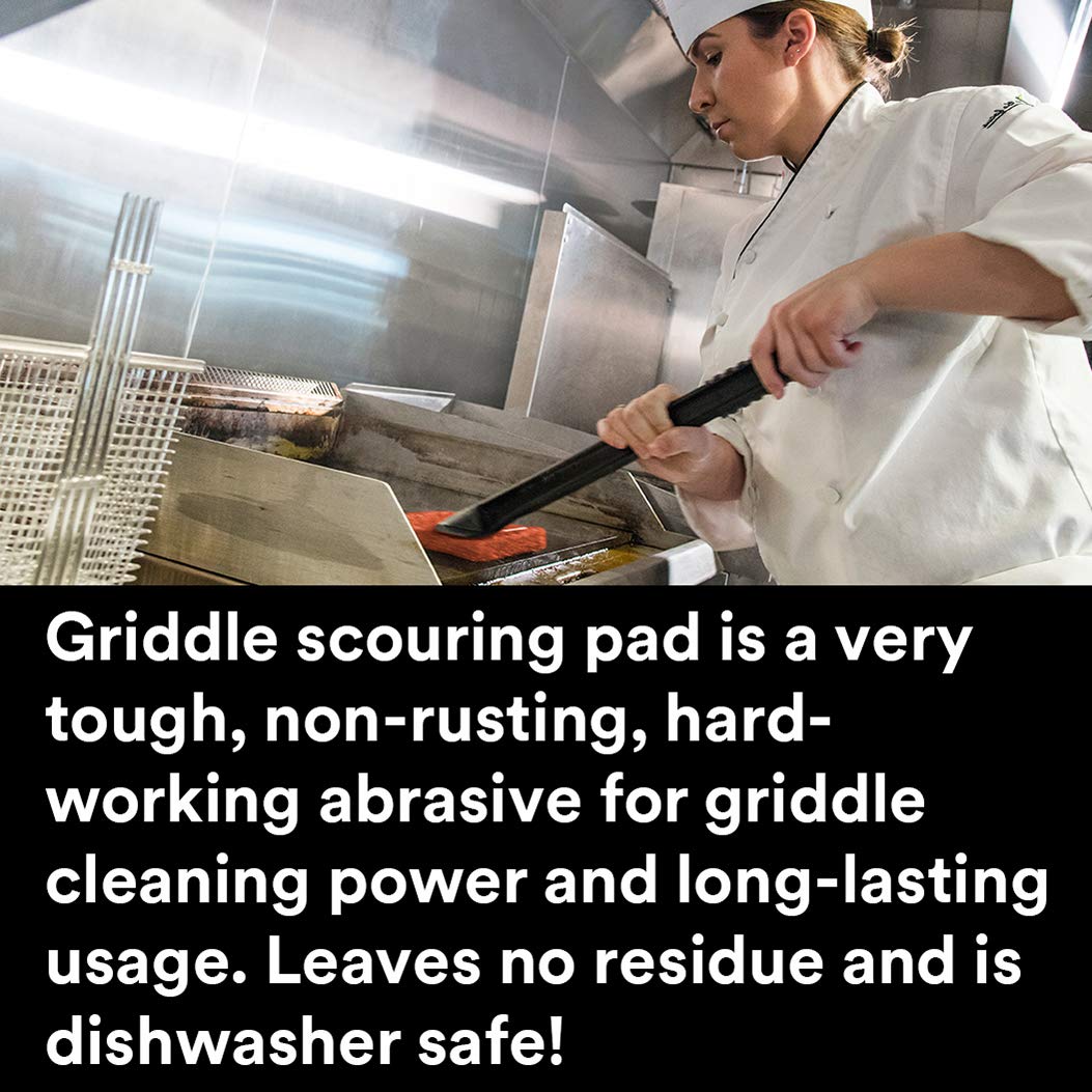 3M Scotch-Brite Heavy Duty Griddle Cleaning System - Quick Clean in 3-5 Minutes, Removes Baked-On Food & Cooking Oils - Safe for Hot or Cool Griddles - Orange (1 Pack) - Perfect for Restaurant, Food Truck & Home Kitchen Griddle Maintenance