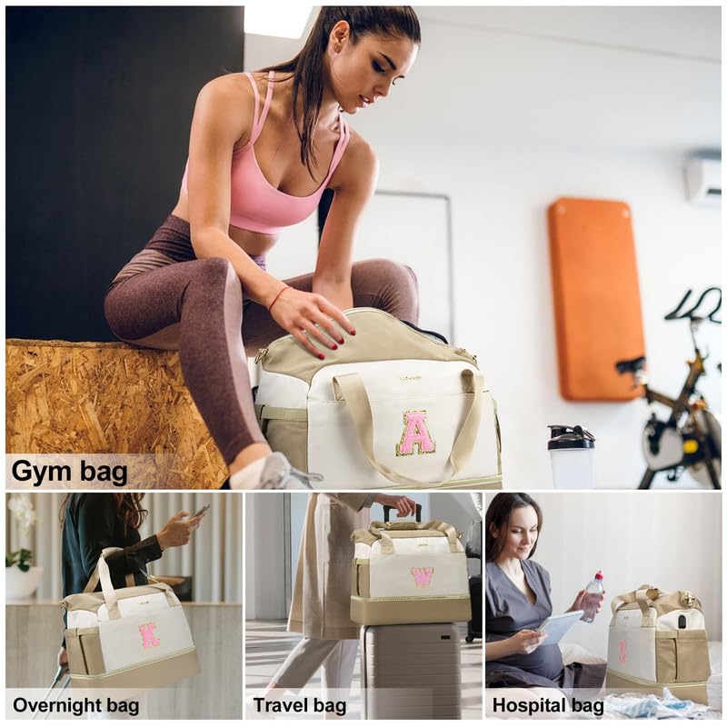 Women's Personalized Gym Duffle Bag with Shoes Compartment - Travel, Yoga & Overnight Handbag - Perfect for Workouts, Weekend Getaways & Gifts (Birthday/Mother's Day) - Durable & Stylish for Fitness, Travel & Daily Use