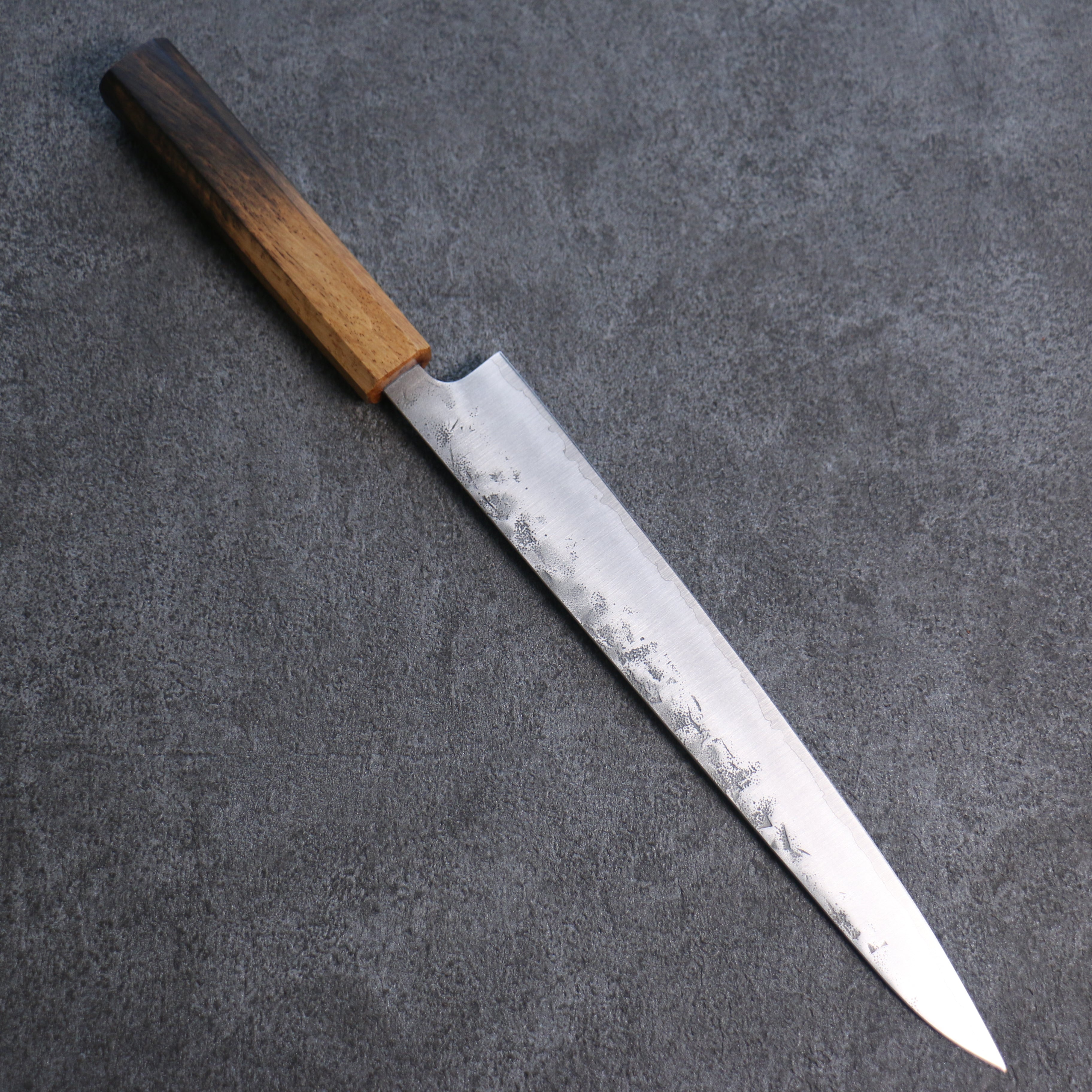 Premium Seisuke SLD Washiji Sujihiki 240mm Japanese Slicing Knife - High Carbon Steel Blade with Burnt Oak Handle - Perfect for Sushi, Sashimi & Meat Carving