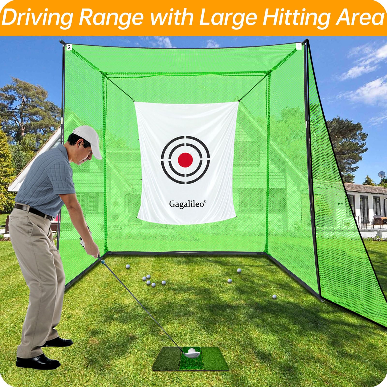 Premium Heavy Duty Golf Practice Hitting Net - Backyard & Indoor Driving Range with Portable Frame | Perfect for Home Training, Backyard Practice & Indoor Golf Sessions