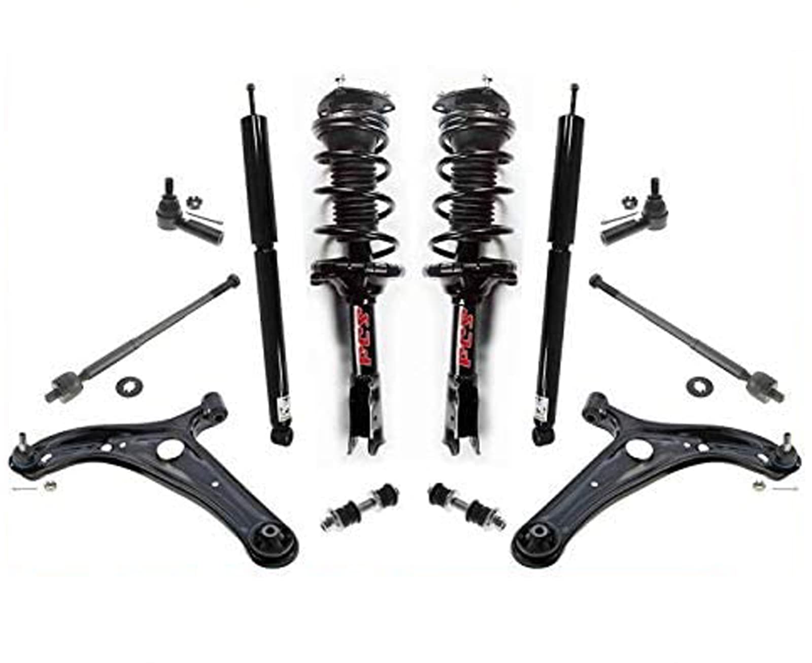 Complete Control Arms & Coil Spring Struts Shocks Replacement Kit (12pc) for Scion XA XB 2004-2006 - Front & Rear Suspension Parts for Smooth Ride & Enhanced Handling