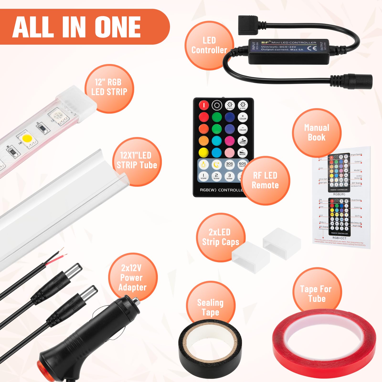 WELLUCK 12V RV LED Camper Awning Lights - 12FT/3.6M Dimmable Strip with Remote Control, Warm White & RGB Modes - Waterproof Exterior Lighting for RV Camping, Motorhome, Travel Trailer - Perfect for Outdoor Patio, Backyard, Deck & Campsite Ambiance