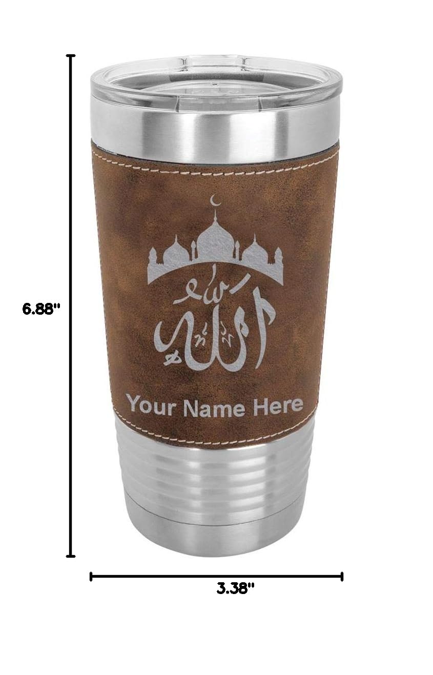 LaserGram 20oz Vacuum Insulated Stainless Steel Tumbler Mug with Personalized Engraving - Faux Leather Wrap & Rustic Design - Perfect for Coffee, Tea, and Cold Drinks at Home, Office, or Travel
