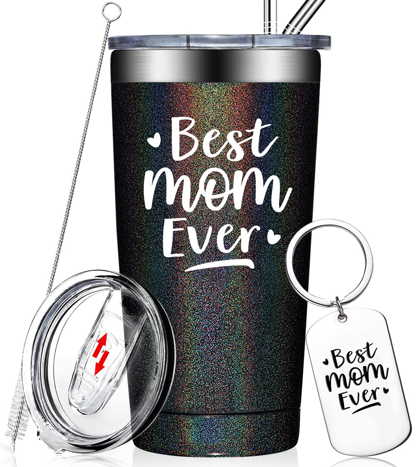 Fufendio Best Mom Ever Tumbler Cup - Insulated Stainless Steel Travel Mug for Coffee & Tea - Perfect Gift for Mom from Daughter or Son - Birthday, Mother's Day, Christmas Present - Ideal for Work, Travel & Home Use