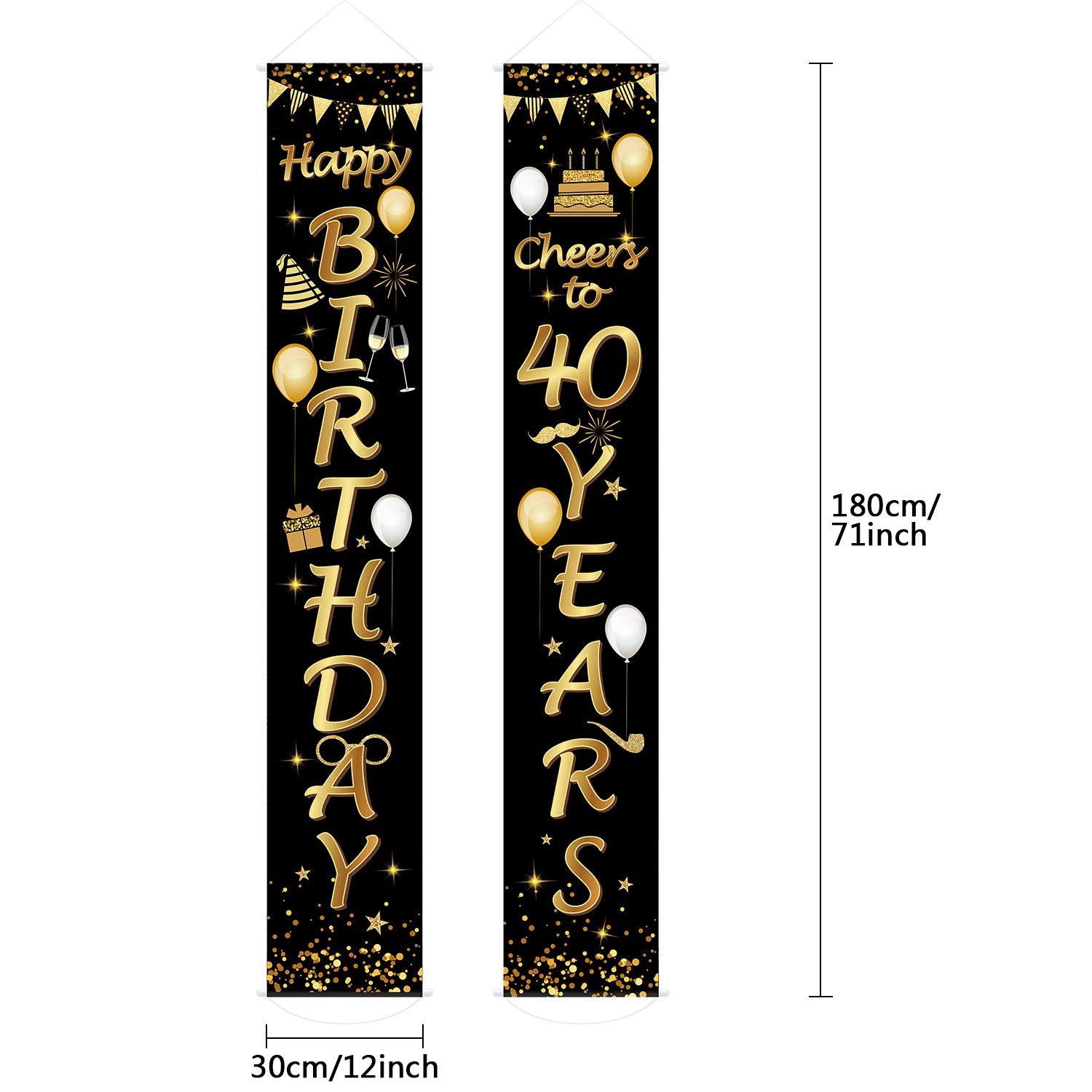 2-Piece 40th Birthday Party Decorations Set - Cheers to 40 Years Banner & Welcome Porch Sign - Perfect for Milestone Celebrations, Home Decor & Photo Backdrops