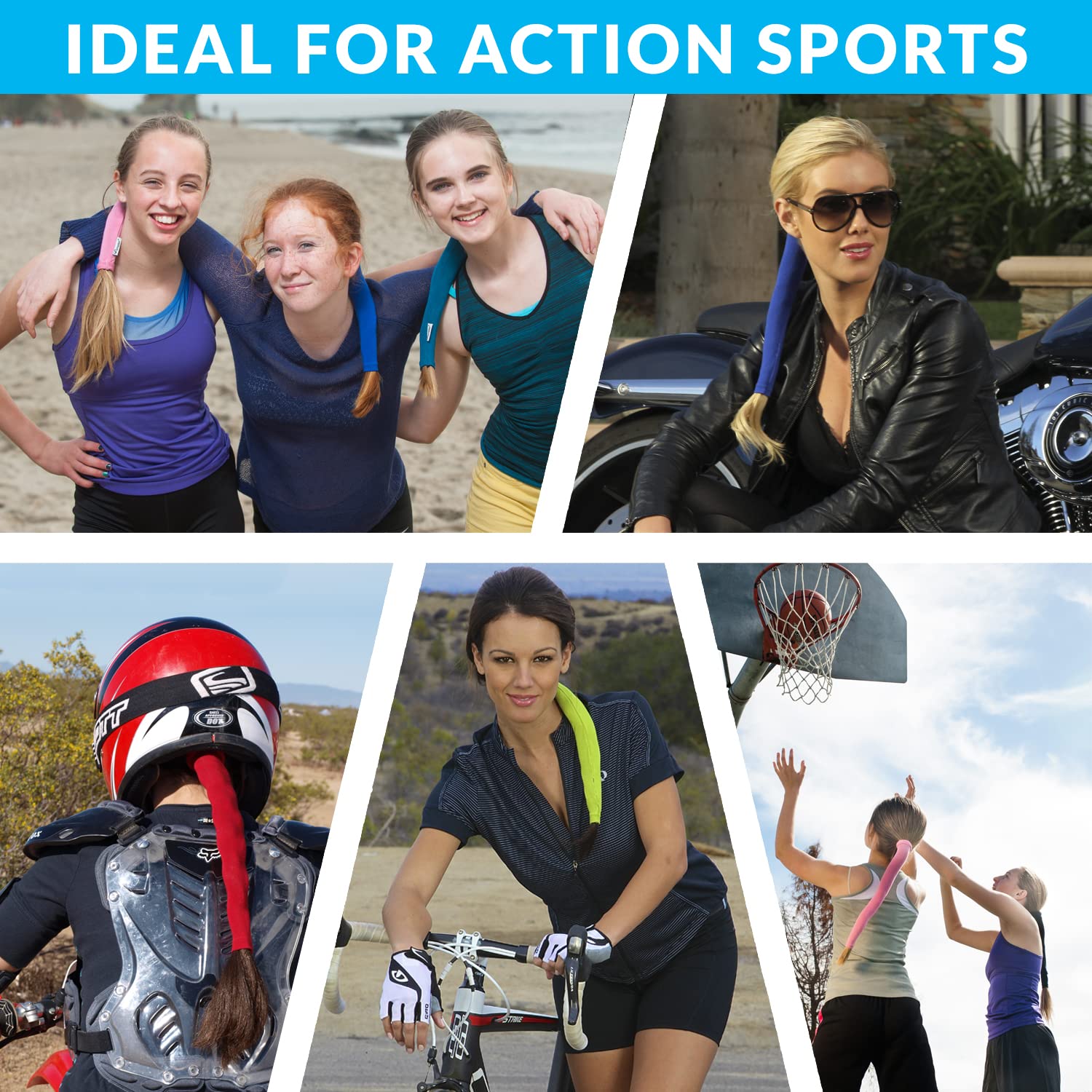 Pink Sports & Motorcycle Ponytail Wrap - Hair Protector for Riding, Workout & Outdoor Activities