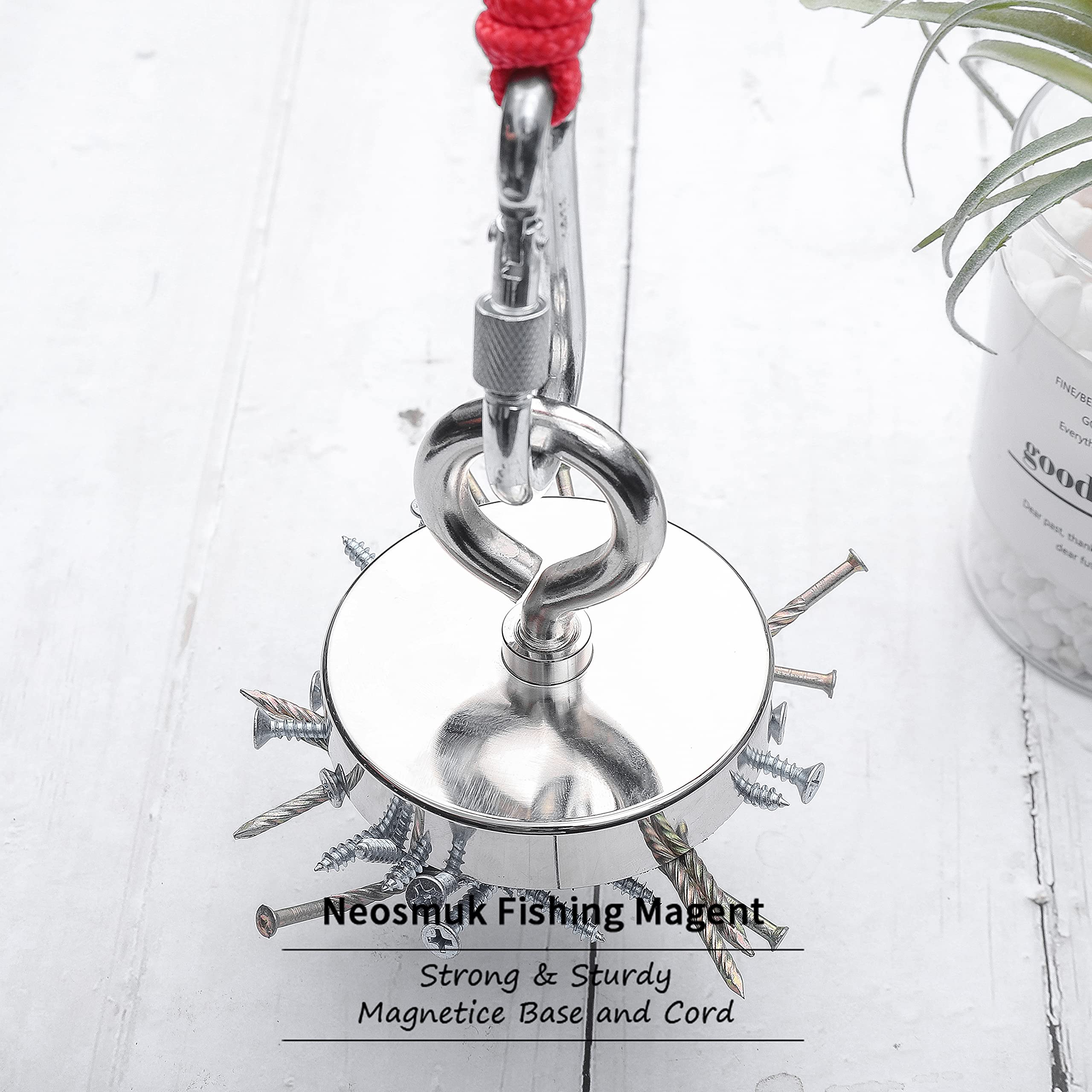 Neosmuk 800 lb+ Giant Rare Earth Fishing Magnet with Rope - 3 Inch Diameter Heavy Duty Neodymium Magnet for Retrieving Tools, Underwater Metal Detection & Scrap Collection (Perfect for Lakes, Rivers & DIY Projects)