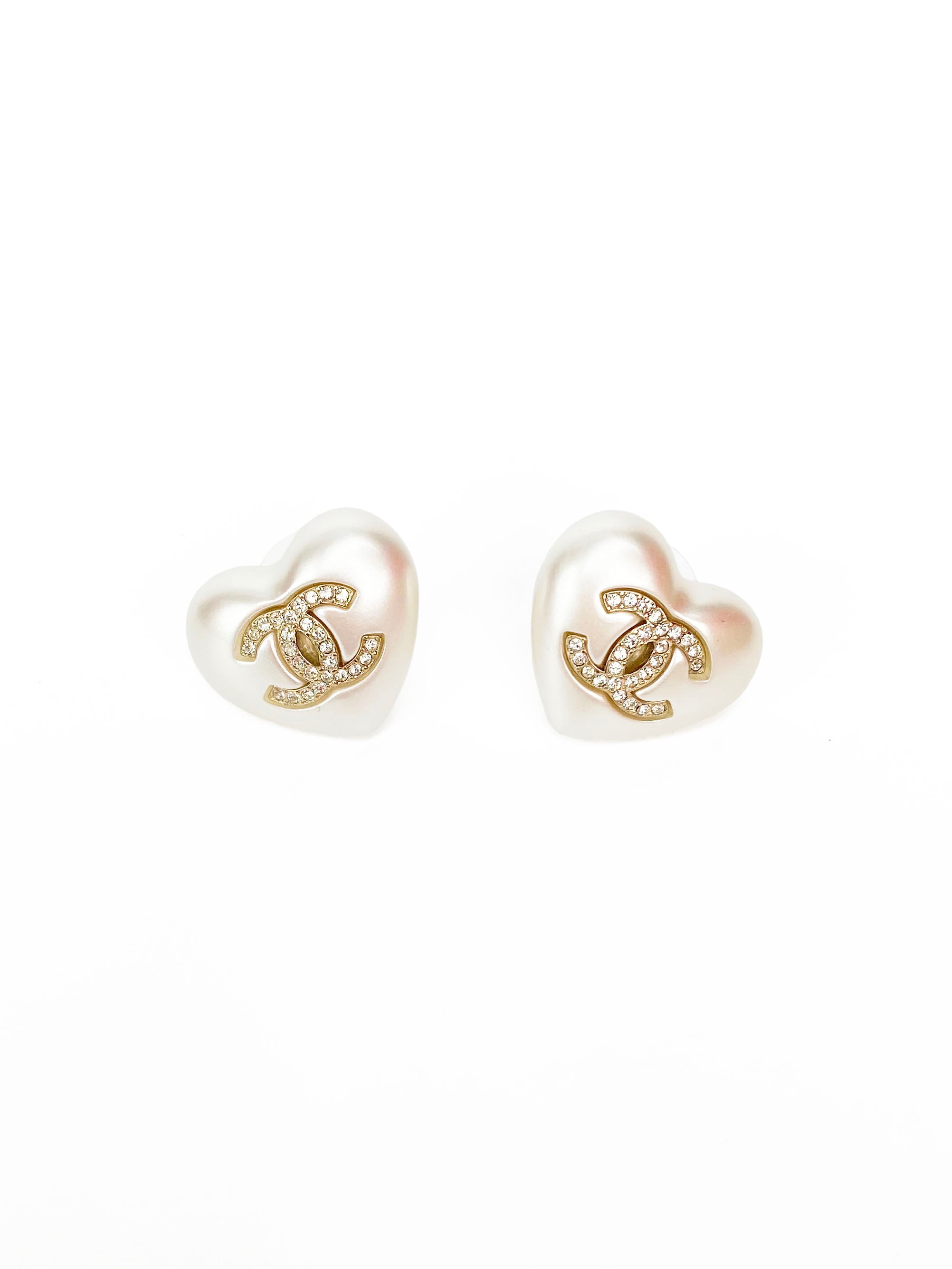 Chanel Heart Faux Pearl Earrings - Elegant Fashion Jewelry for Women | Perfect for Valentine's Day, Anniversary Gifts & Special Occasions