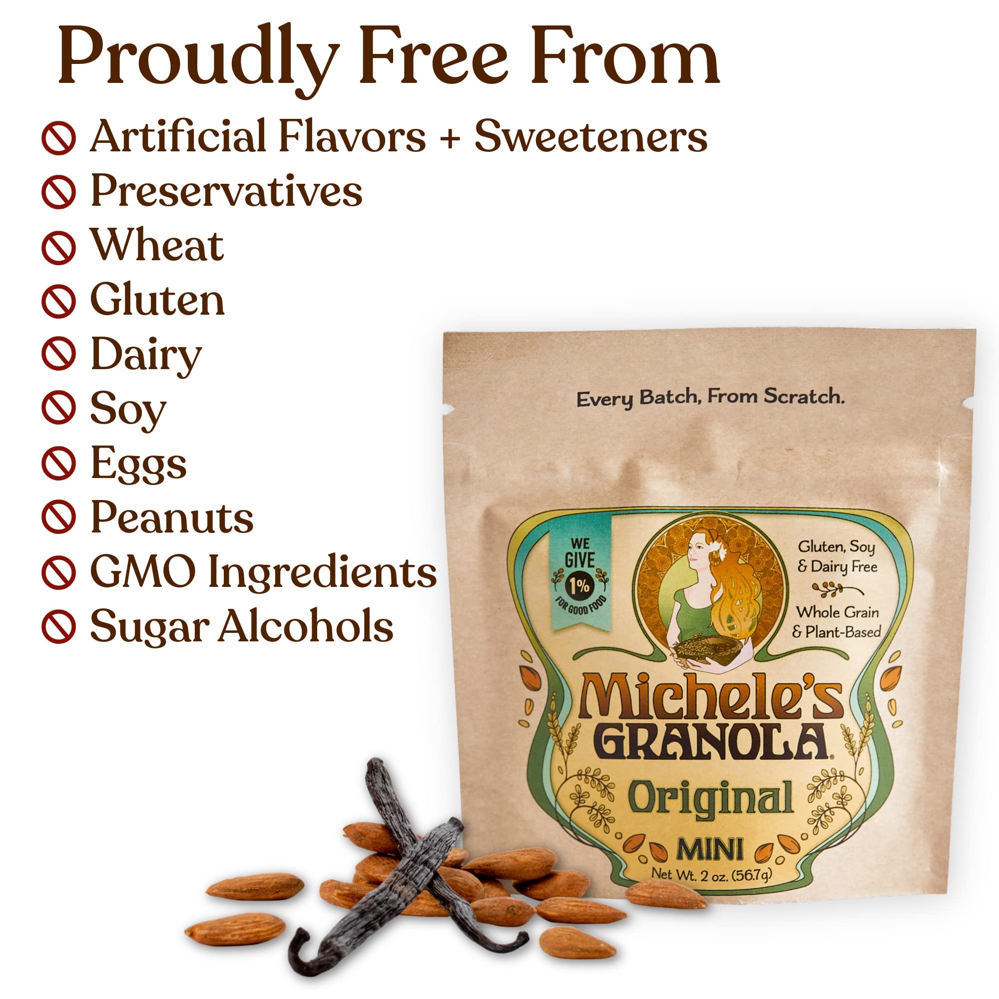 Healthy Gluten-Free Granola Snack Packs - Non GMO, 2 Oz (Pack of 4) | Variety Mini Granola Bites for On-the-Go Breakfast, Office Snacks & Kids Lunch Boxes