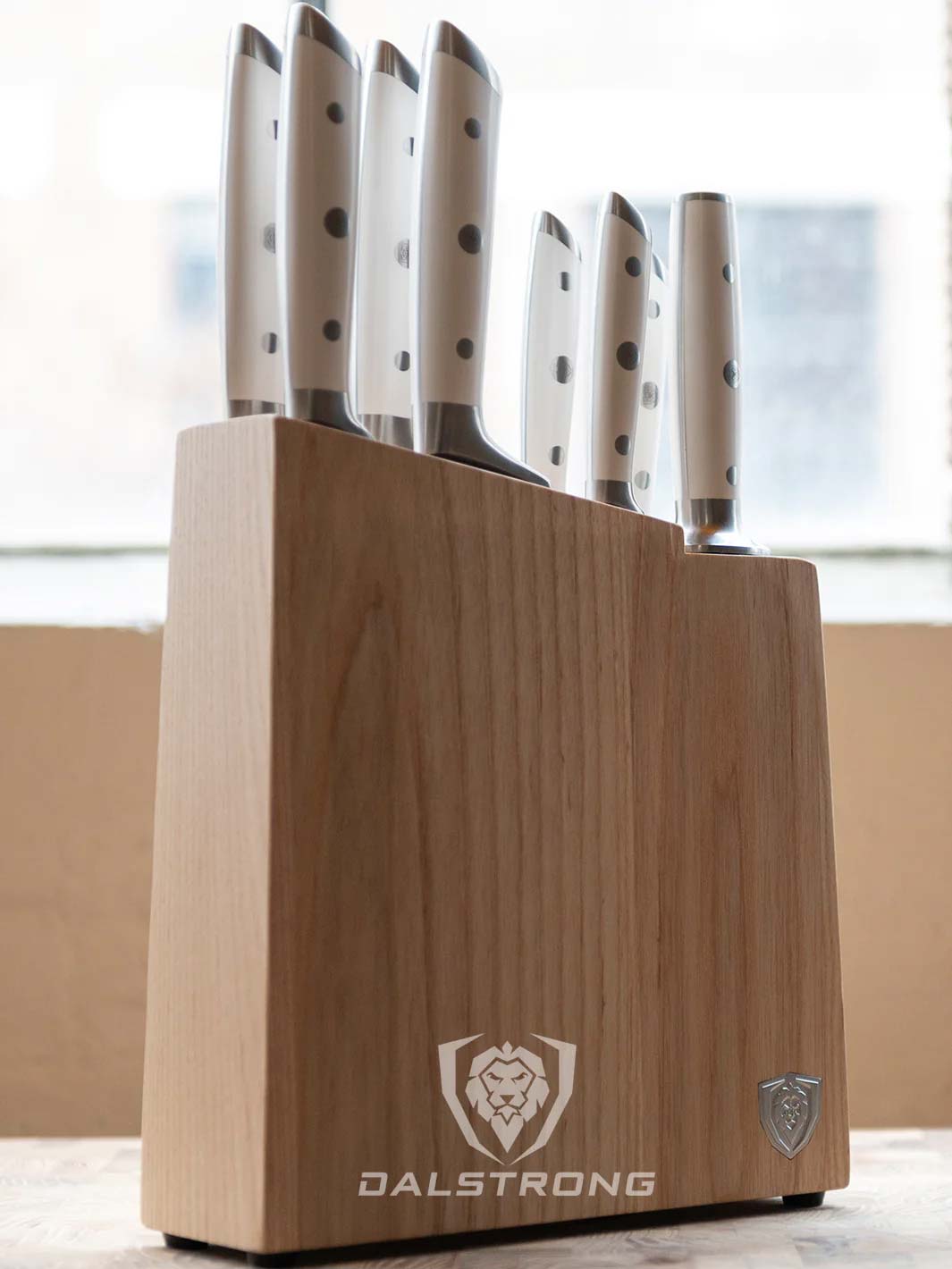Dalstrong Gladiator Series 8-Piece NSF Certified Knife Block Set in White - Perfect for Home Chefs & Professional Kitchens