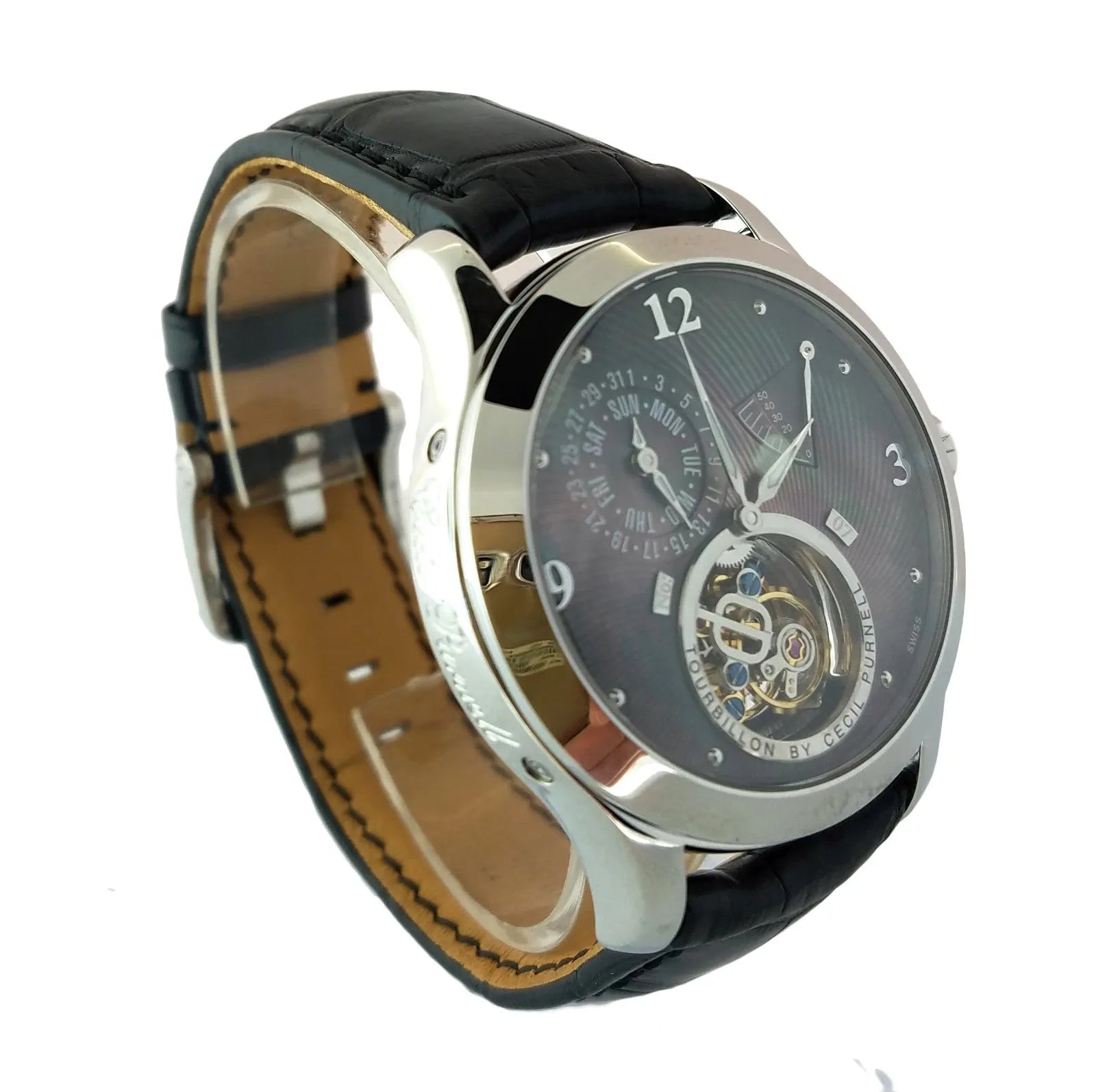 Cecil Purnell Luxury Tourbillon Watch - Stainless Steel Limited Edition Timepiece for Men | Perfect for Business Meetings, Formal Events & Watch Collectors