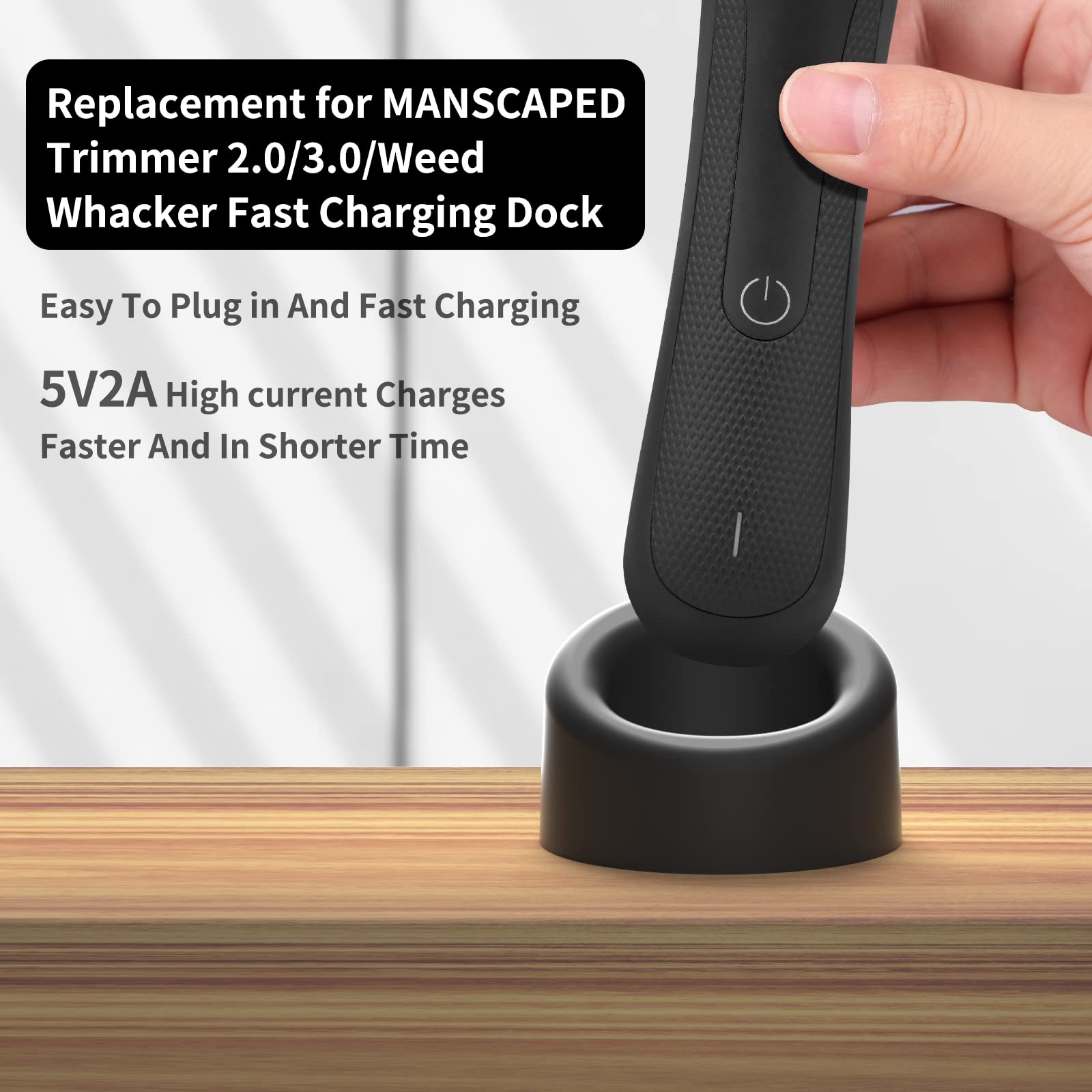 MANSCAPED Replacement Charger for Lawn Mower 3.0/2.0 & Weed Whacker Trimmer - Fast 5V2A AC Adapter with Charging Stand - Perfect for Travel & Home Grooming