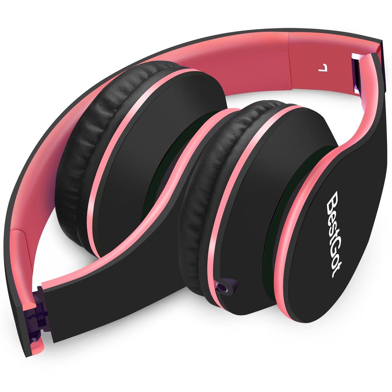 BestGot Kids Headphones with Built-in Mic - Volume Limited Safe for Children, Teens & Adults - 3.5mm Wired Earphones for School, Online Classes, Gaming (PS4/Xbox), Tablets & Smartphones - Detachable Cable (Black/Red) - Perfect for Remote Learning & Home Entertainment
