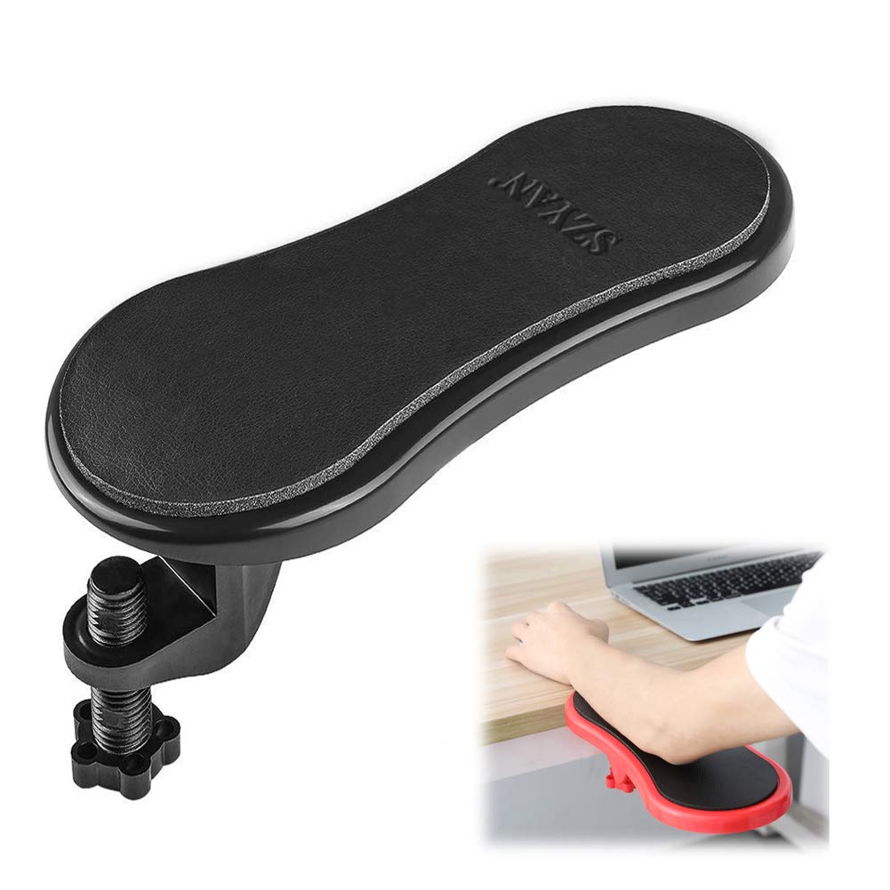 Ergonomic Adjustable Computer Arm Rest for Desk - Rotating Mouse Pad Holder, Black - Perfect for Office, Gaming & Home Workspace Comfort