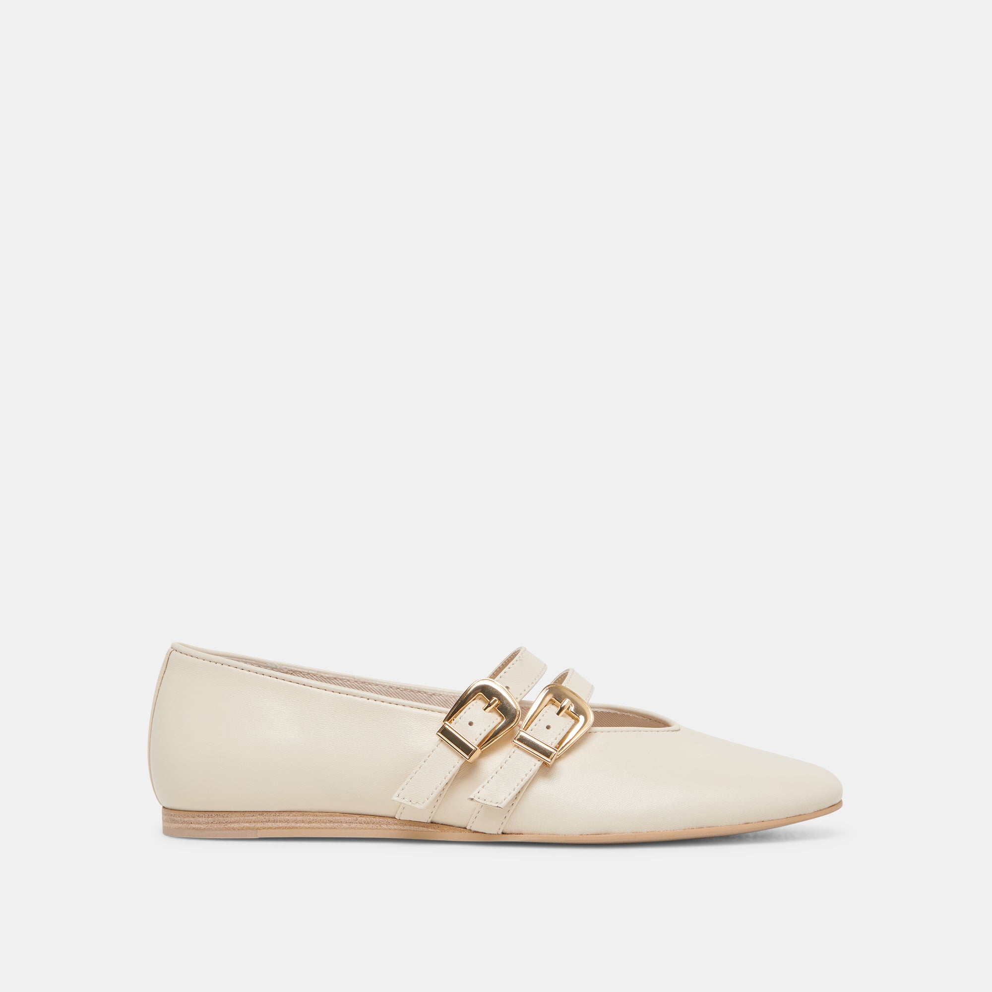 BAYLEE Women's Wide Ballet Flats - Ivory Leather Comfortable Slip-On Shoes for Casual Wear, Office & Walking