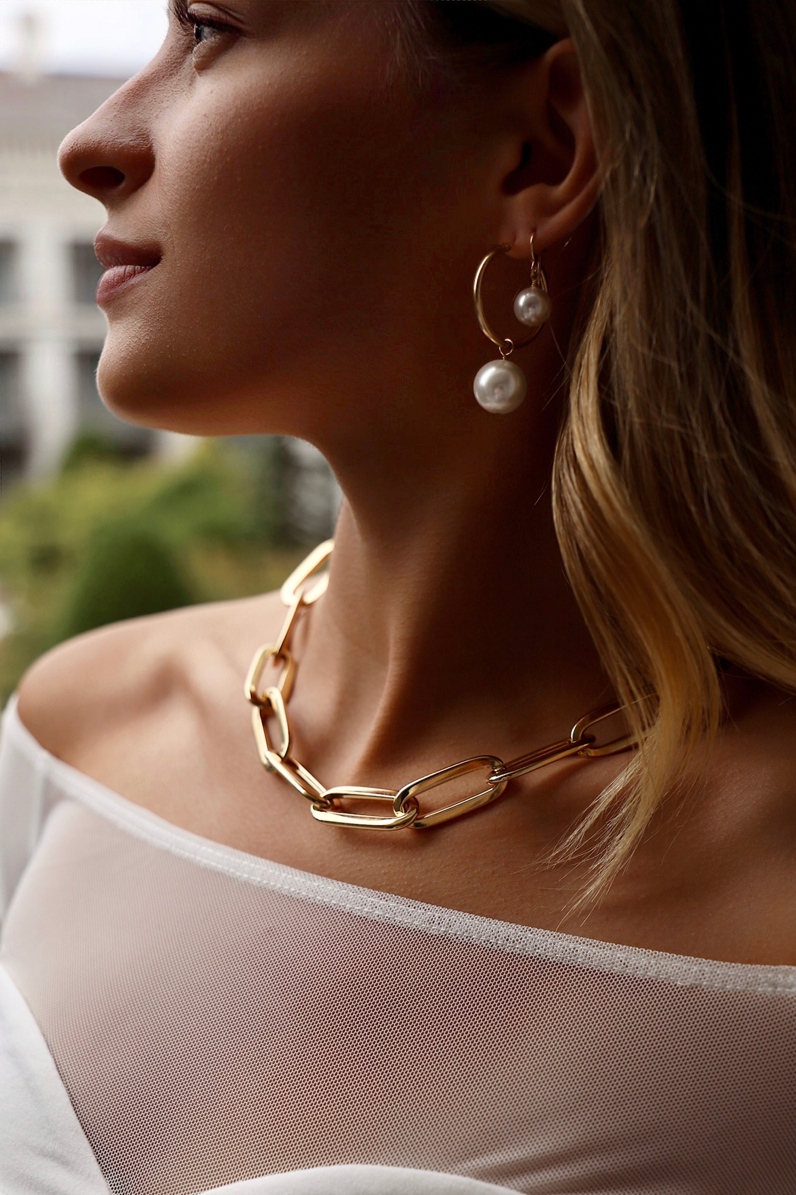 Oversized Audrey Pearl Hoop Earrings - Elegant & Trendy Statement Jewelry for Women | Perfect for Parties, Weddings & Everyday Wear