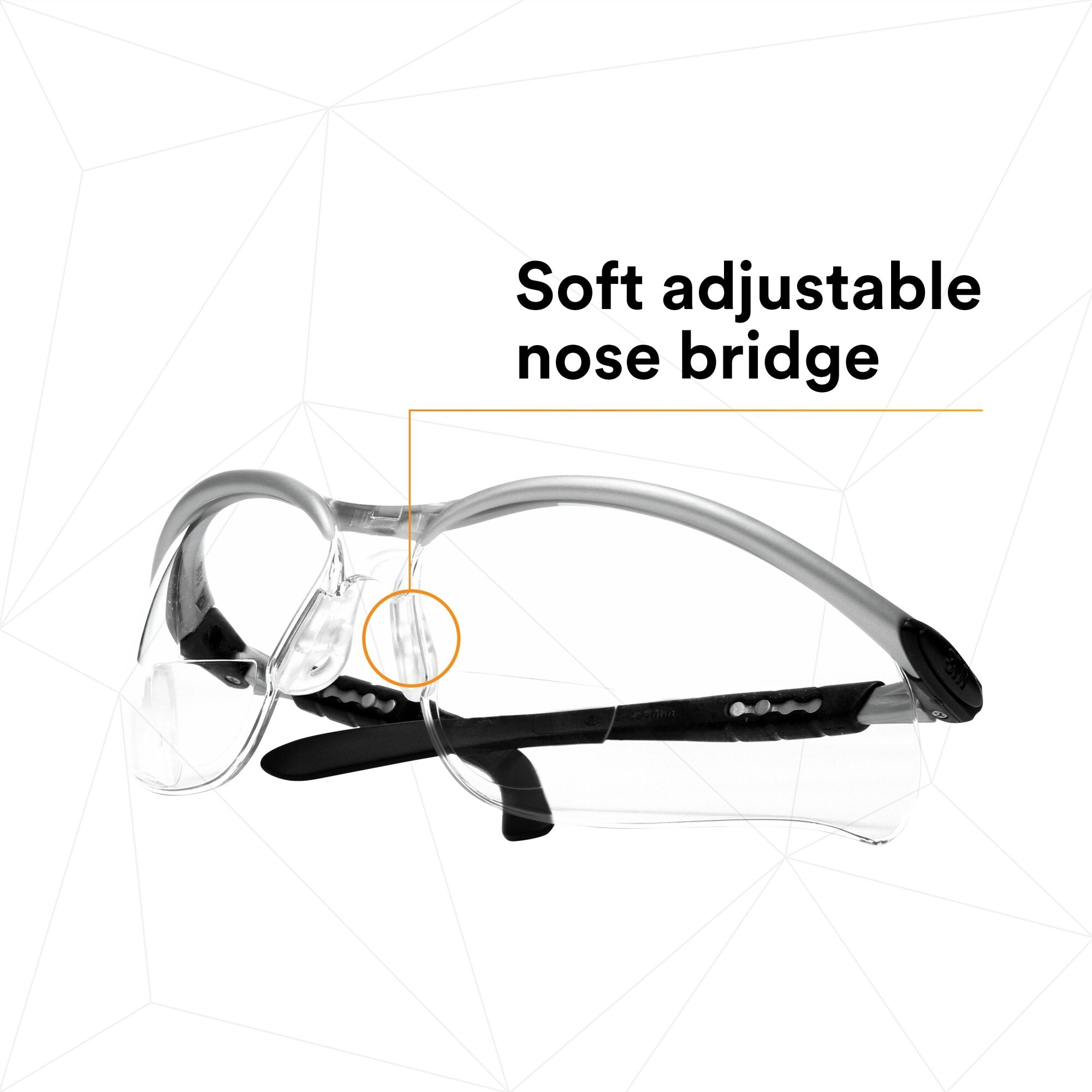3M BX Reader Protective Eyewear 11375-00000-20 - Clear Lens & Silver Frame Safety Glasses for Reading, Computer Work, and DIY Projects