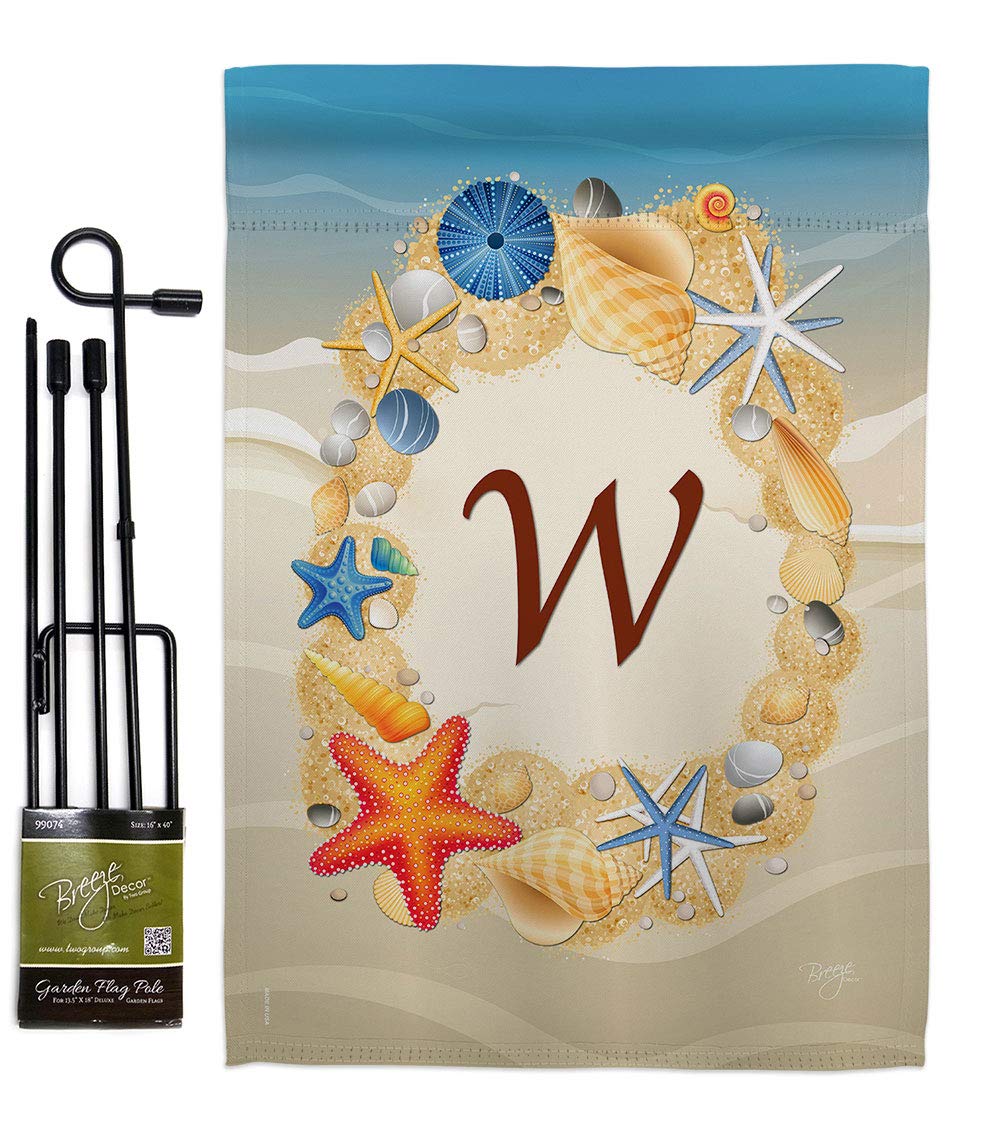 Summer W Garden Flag Set - Coastal Beach Decor for Yard & House