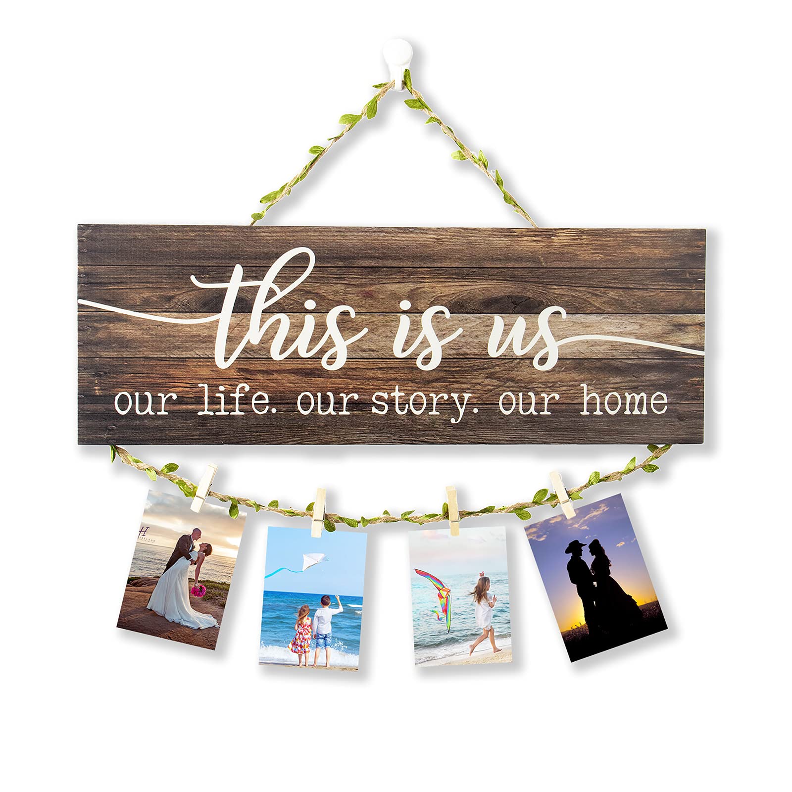 Rustic Farmhouse Picture Frames Collage Wall Decor - Funny Family Photo Display for Living Room, Kitchen & Yard - Unique Housewarming Gifts & Home Decorative Signs - Vintage Wood & Metal Plaques for Retro Home Accessories