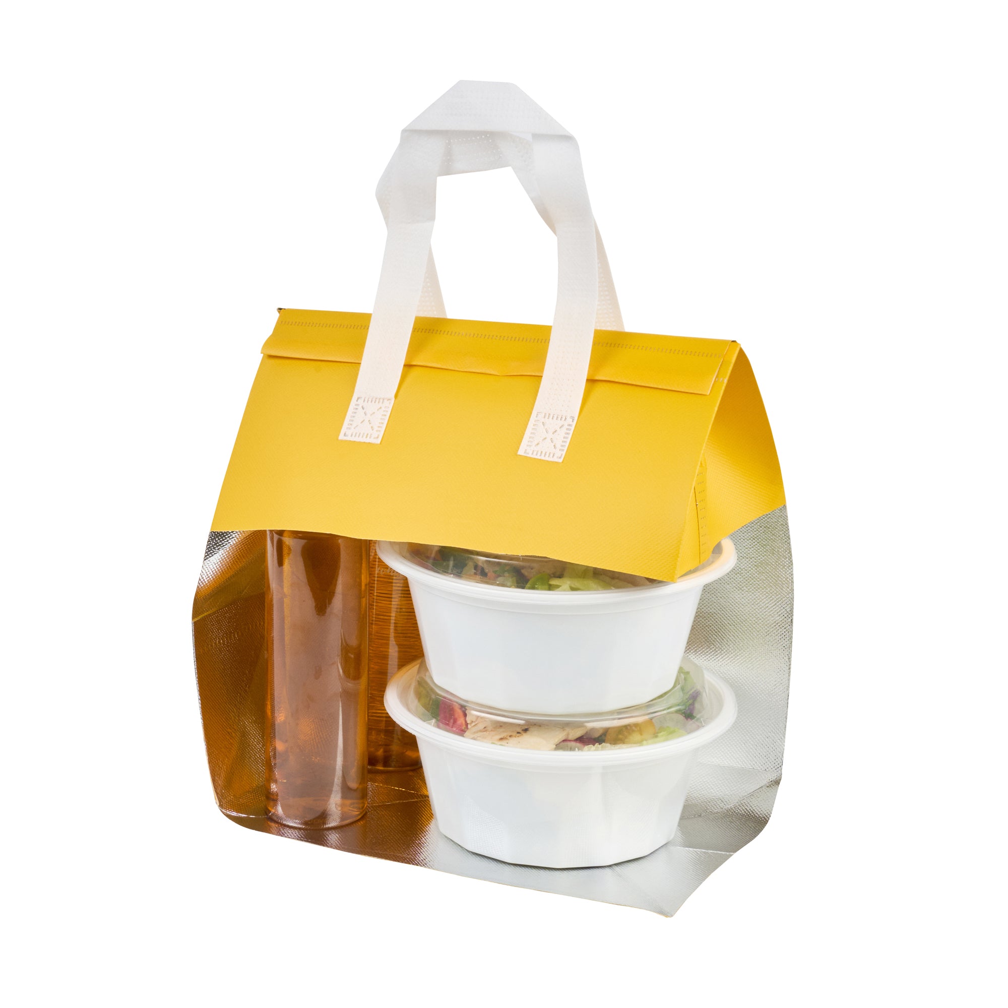 Insulated Yellow Food Delivery Bag with Tamper-Evident Seal - 10.25