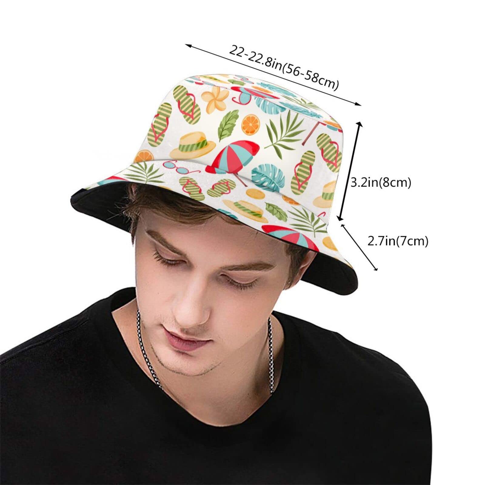 Swimming Pool Bucket Hat for Swimmers - Summer Fisherman Hat with Print, Packable Beach Hat for Outdoor Travel, Perfect for Beach, Pool, and Fishing Adventures