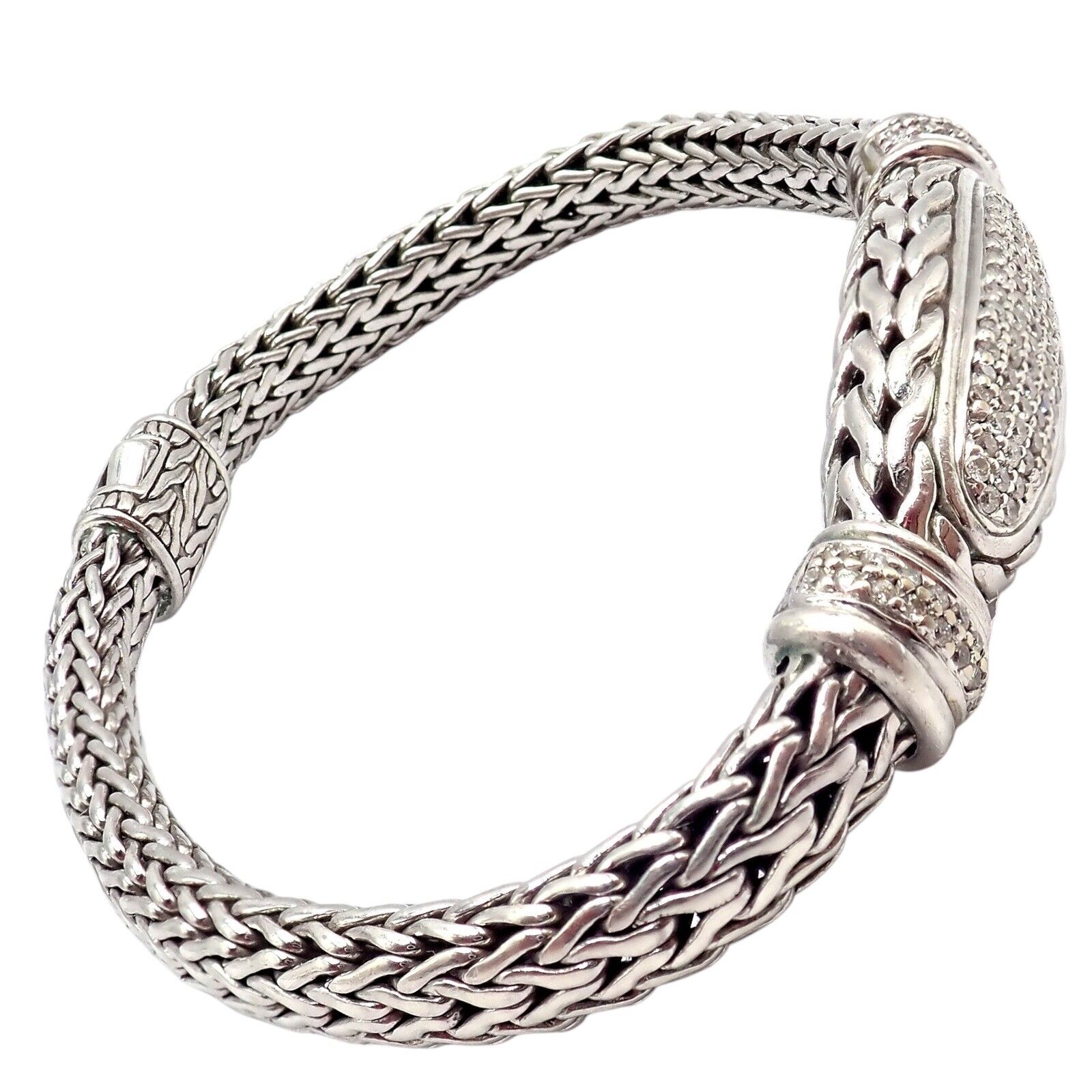 Authentic John Hardy Sterling Silver 18k Gold Plated 1 Carat Diamond Bracelet for Women - Size M - Perfect for Weddings, Anniversaries & Special Occasions