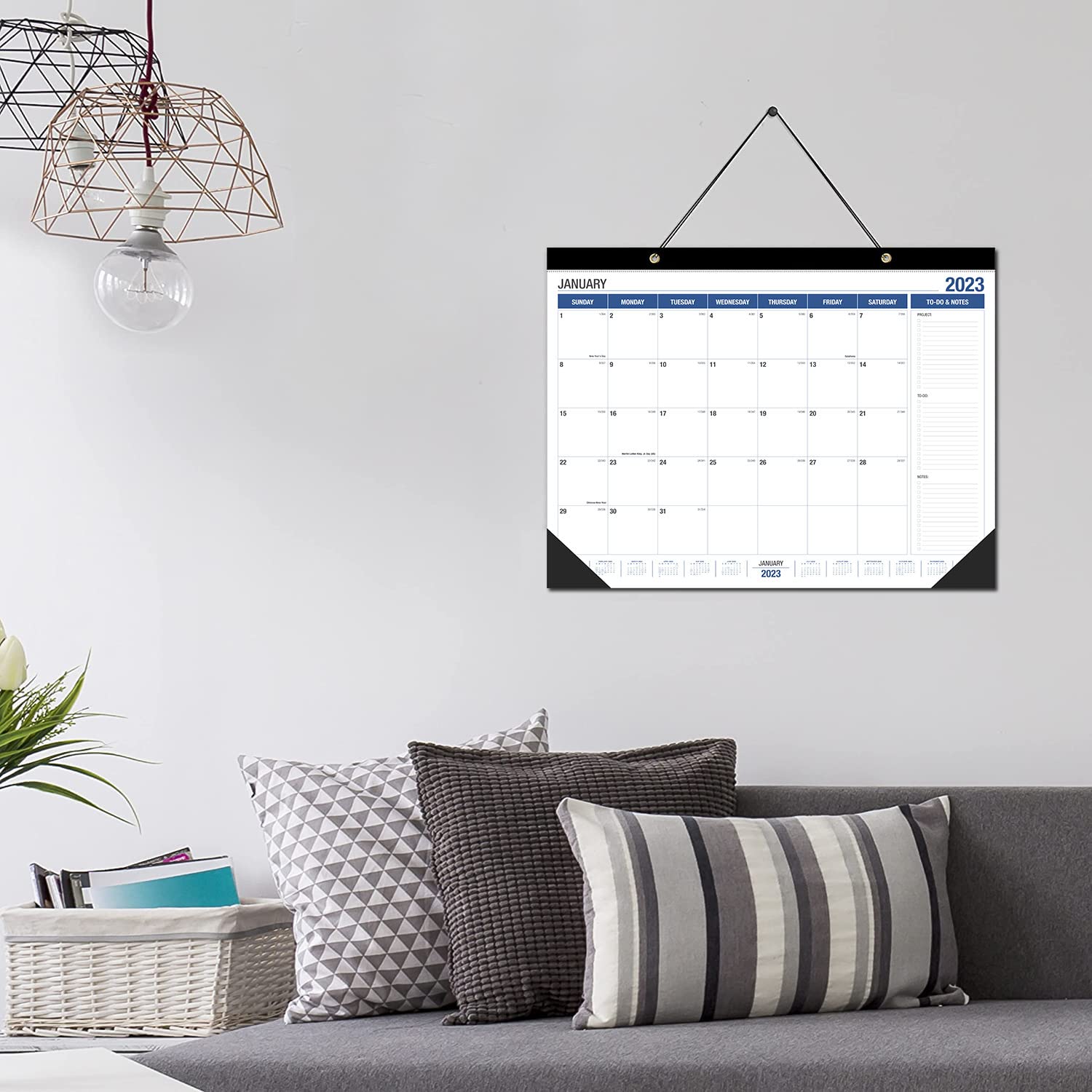 2024-2025 Large Wall & Desk Calendar - 21.96 x 16.96 Inches - July 2024 to December 2025 Monthly Planner - White & Blue Design - Perfect for Home, Office & School Organization & Planning