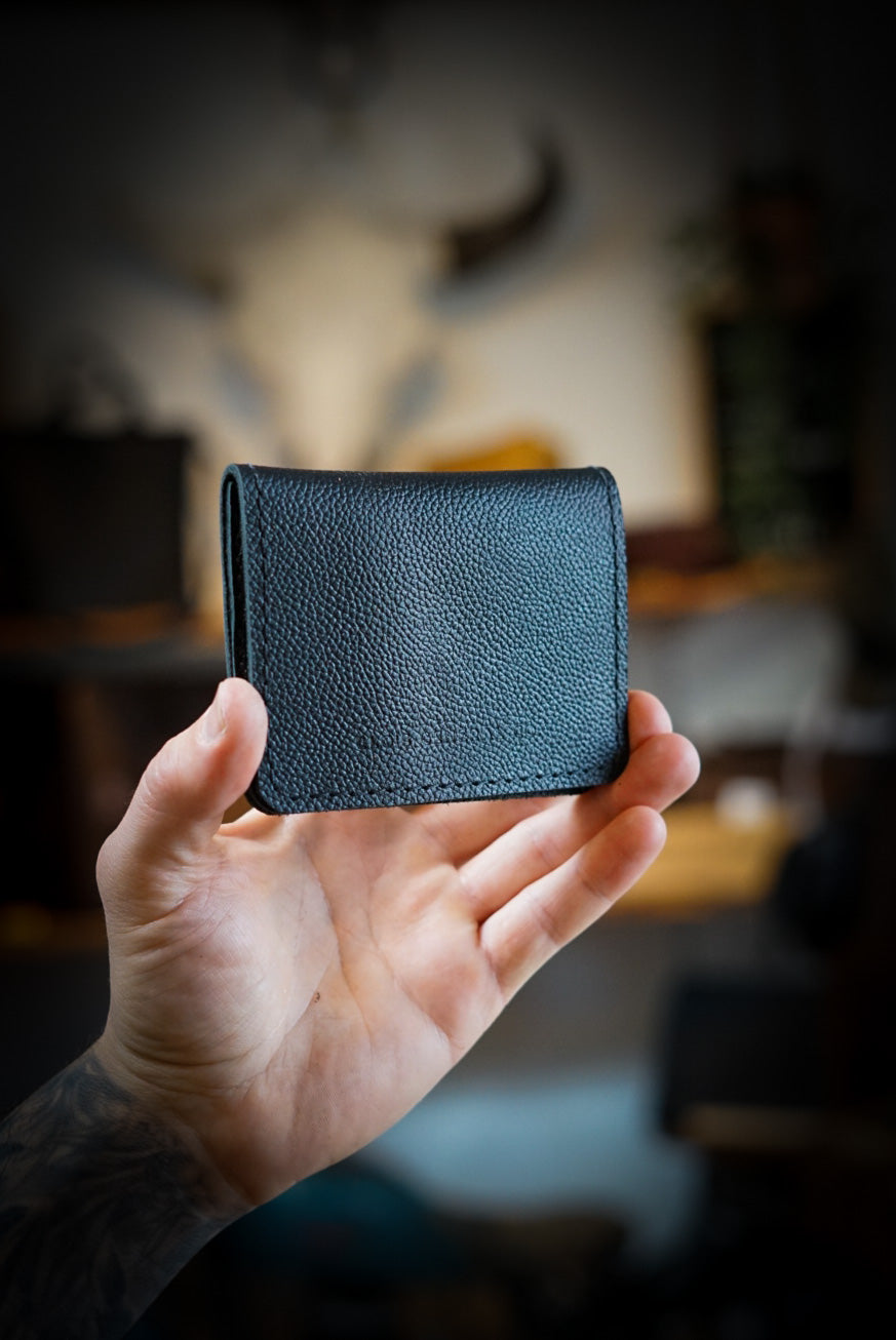 Slim Minimalist RFID Blocking Leather Wallet for Men - Pebbled Black - Perfect for Everyday Carry & Travel