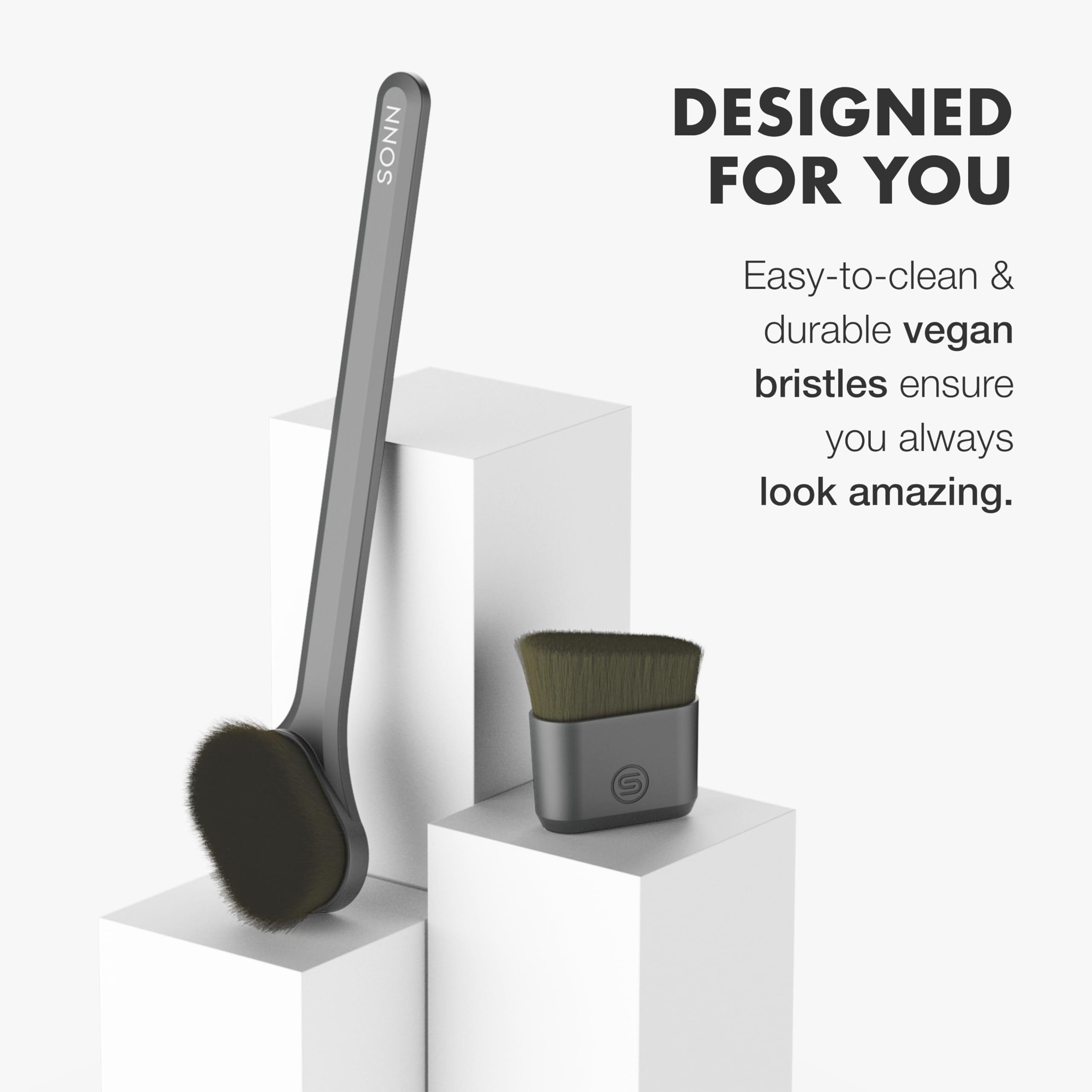 SONN Self Tanner Brushes - Premium Kabuki Brush for Fake Tan, Lotion, Makeup & Sunscreen | Body & Face Applicator for Sunless Tanning, Creams & Skincare | Perfect for At-Home Tanning, Salon Use & Travel