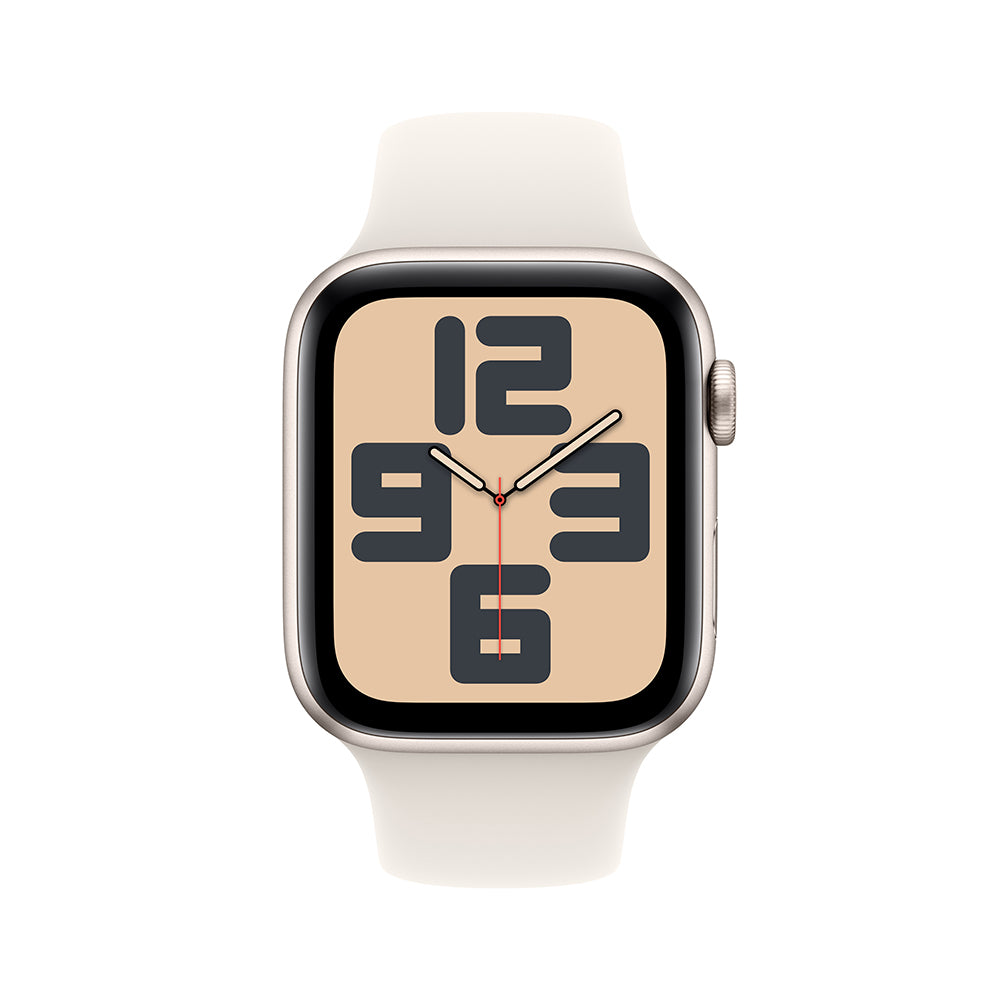 Apple Watch SE GPS 44mm - Starlight Aluminum Case with White Sport Band S/M - Perfect for Fitness Tracking & Everyday Wear