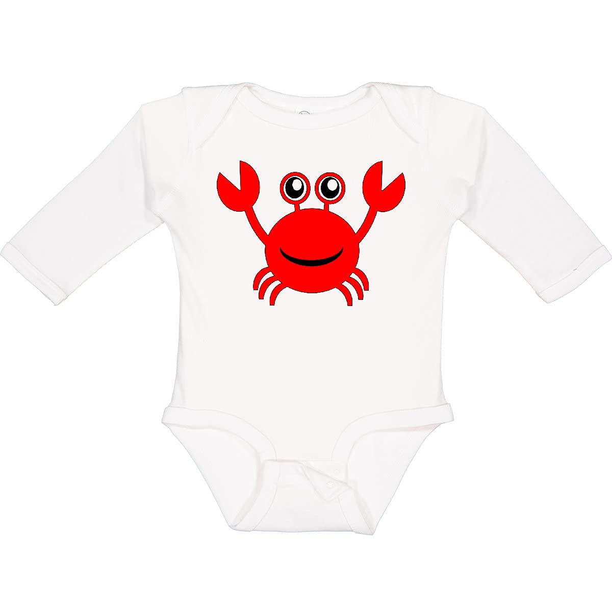 Inktastic Cute Red Crab Long Sleeve Baby Bodysuit - Soft Cotton Infant Romper for Newborns & Toddlers - Perfect for Beach Vacations, Family Photos & Holiday Outfits