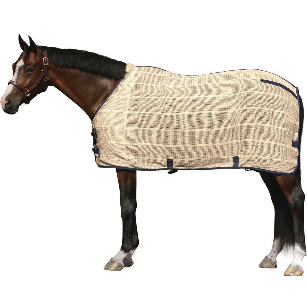 Irish Knit Anti-Sweat Stable Horse Blanket | Breathable Cotton Horse Sheet with Anti-Rub Front Lining | Adjustable Fit for Comfort | Wither Cushioning | Perfect for Training, Riding, and Stable Use