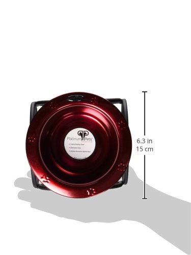 Platinum Pets Olympic Single Diner Feeder with Stainless Steel Dog Bowl - Small Size, Candy Apple Red - Perfect for Small Dogs & Puppies Feeding at Home or Travel