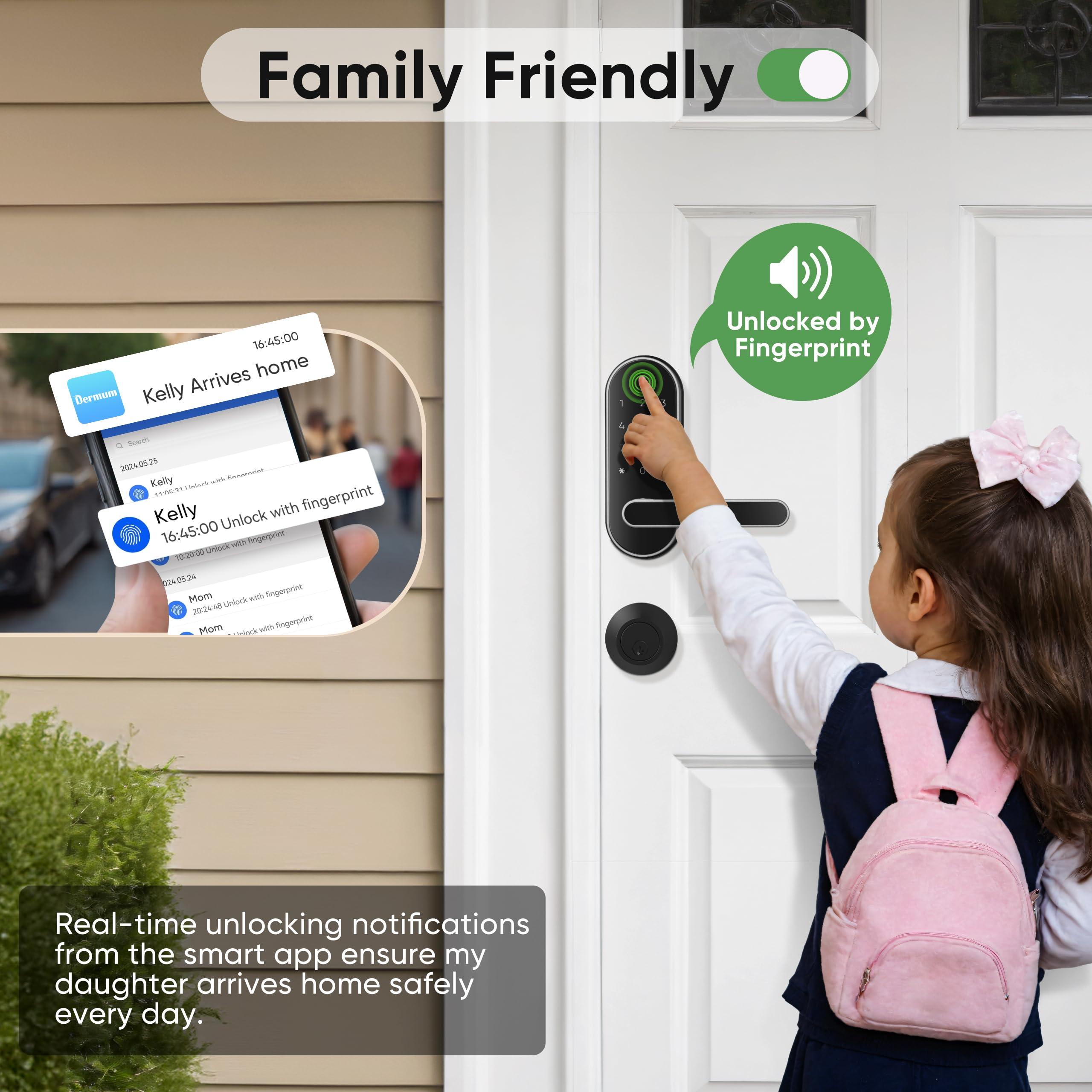 Smart Keyless Entry Fingerprint Digital Door Lock - Biometric & Passcode Electronic Deadbolt for Home Security | Easy Installation, Auto-Lock | Perfect for Apartments, Airbnb & Smart Homes (Silver)