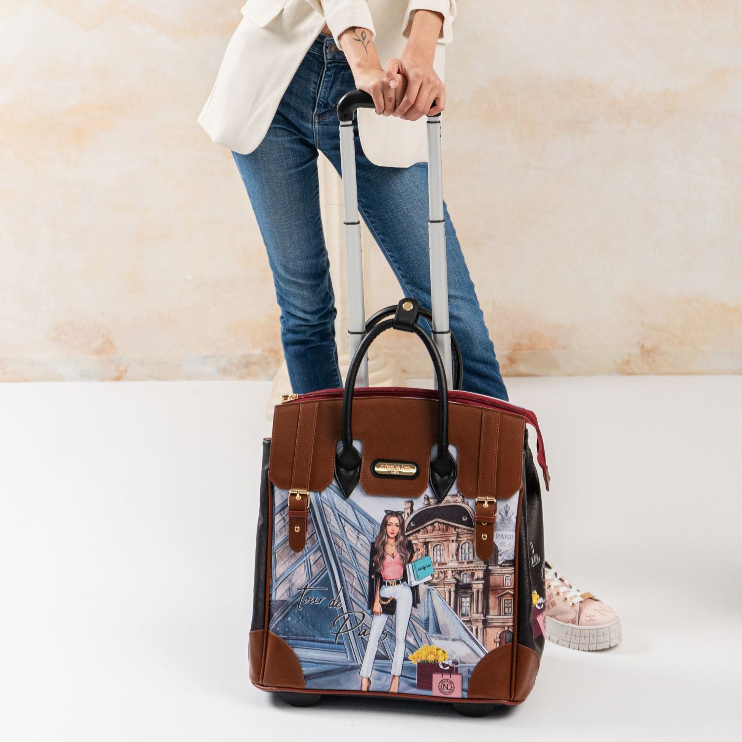 FIONA Rolling Tote Bag for Women - Large Travel Carry On Luggage with Wheels - Perfect for Airplane, Business Trips & Weekend Getaways