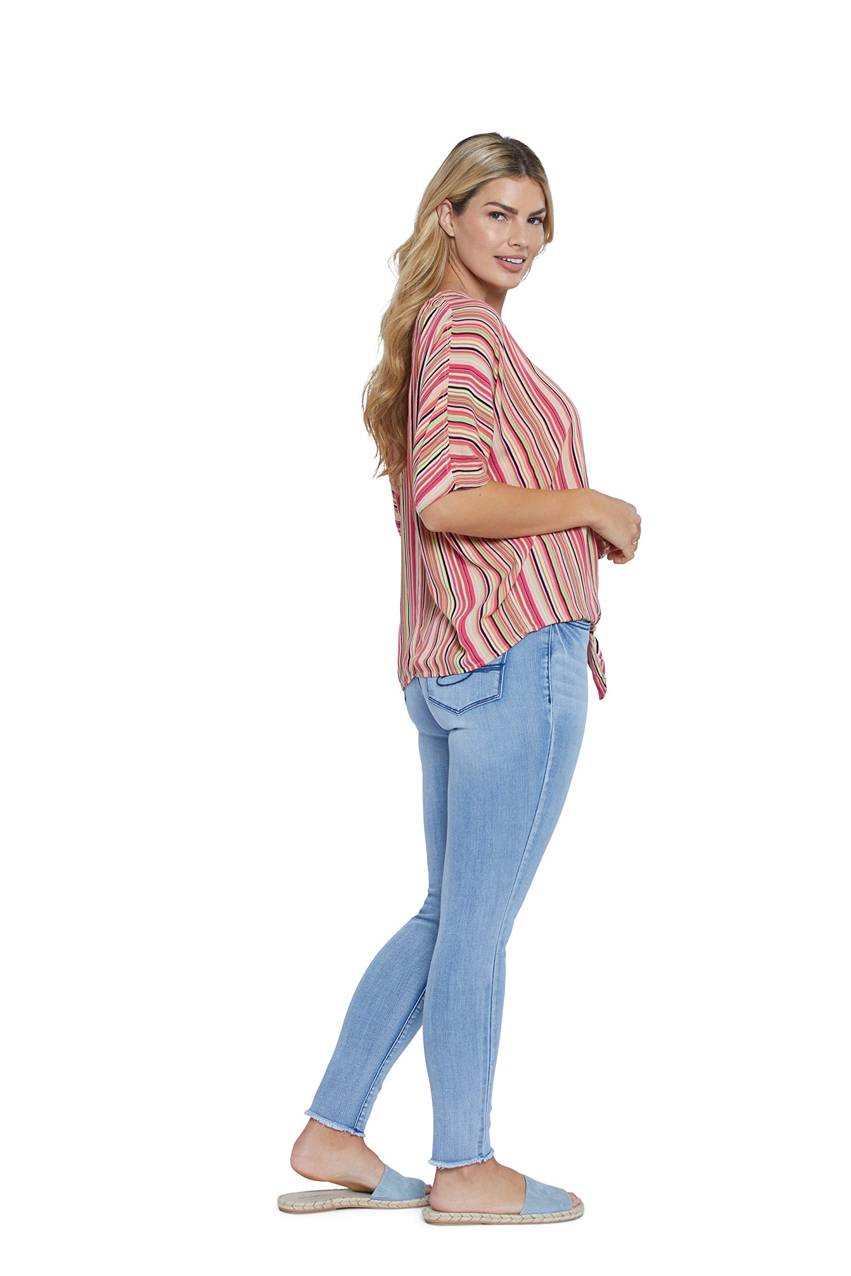 Seven7 Women's Short Sleeve Button Down Tie Front Blouse - Casual Office Wear & Summer Outfits