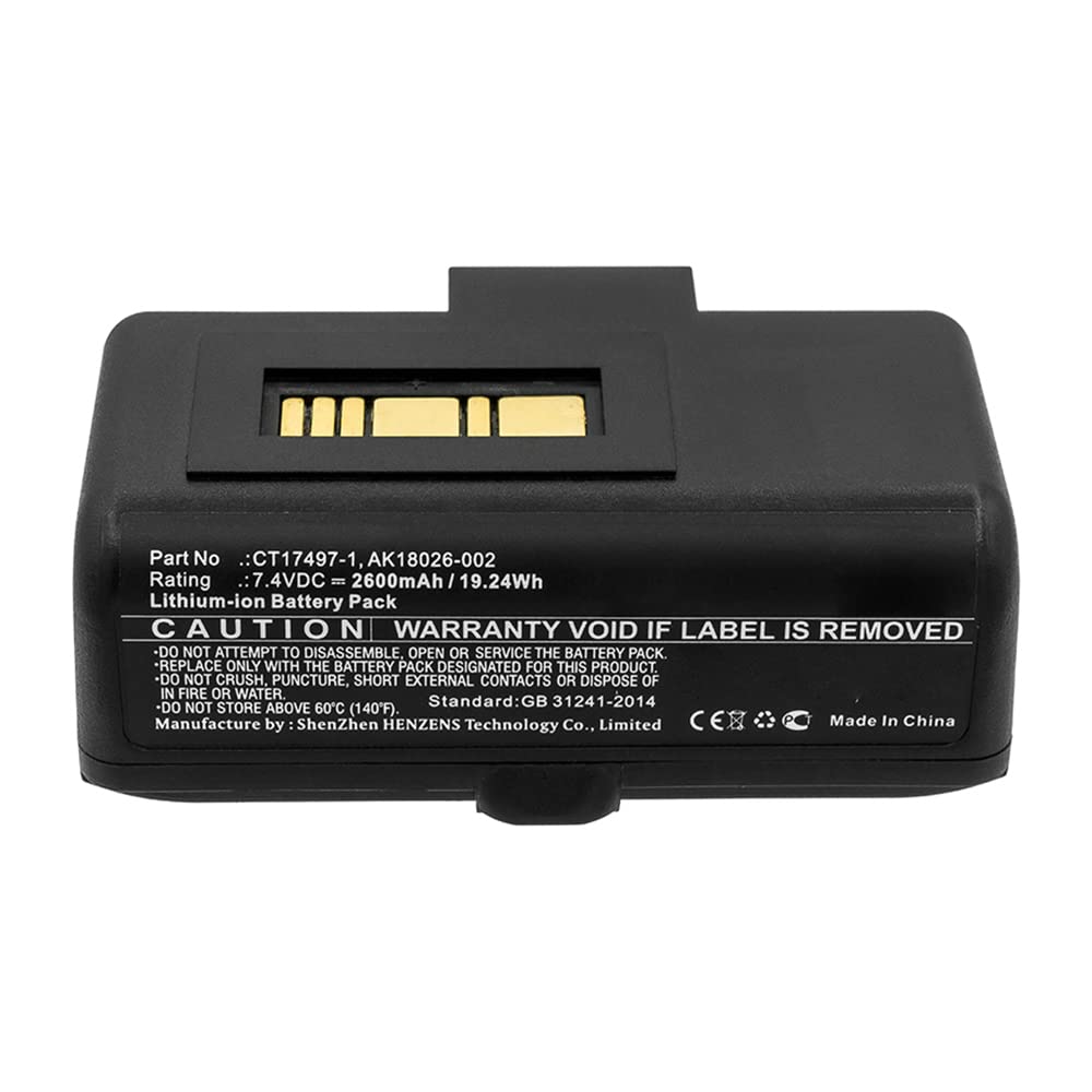 Synergy Digital Printer Battery - Compatible with Zebra AK18026-002 (Li-ion 7.4V 2600mAh) | Replacement Battery for Zebra Printers | Perfect for Warehouse, Retail & Logistics Label Printing