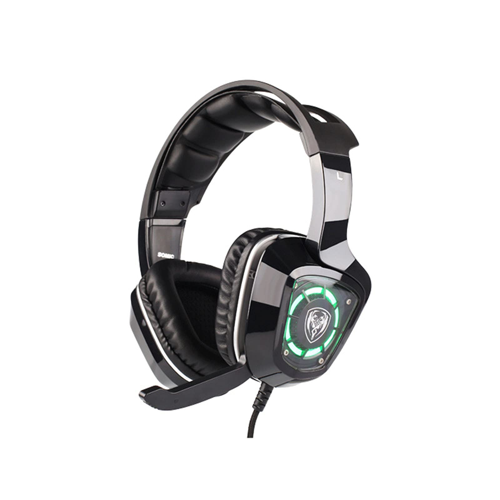 KDJFHDJ 7.1 Surround Sound Gaming Headset with LED Lights & Vibration - Wireless Head-Mounted Computer Headphones for PC, PS5, Xbox - Perfect for FPS, VR Gaming & Streaming