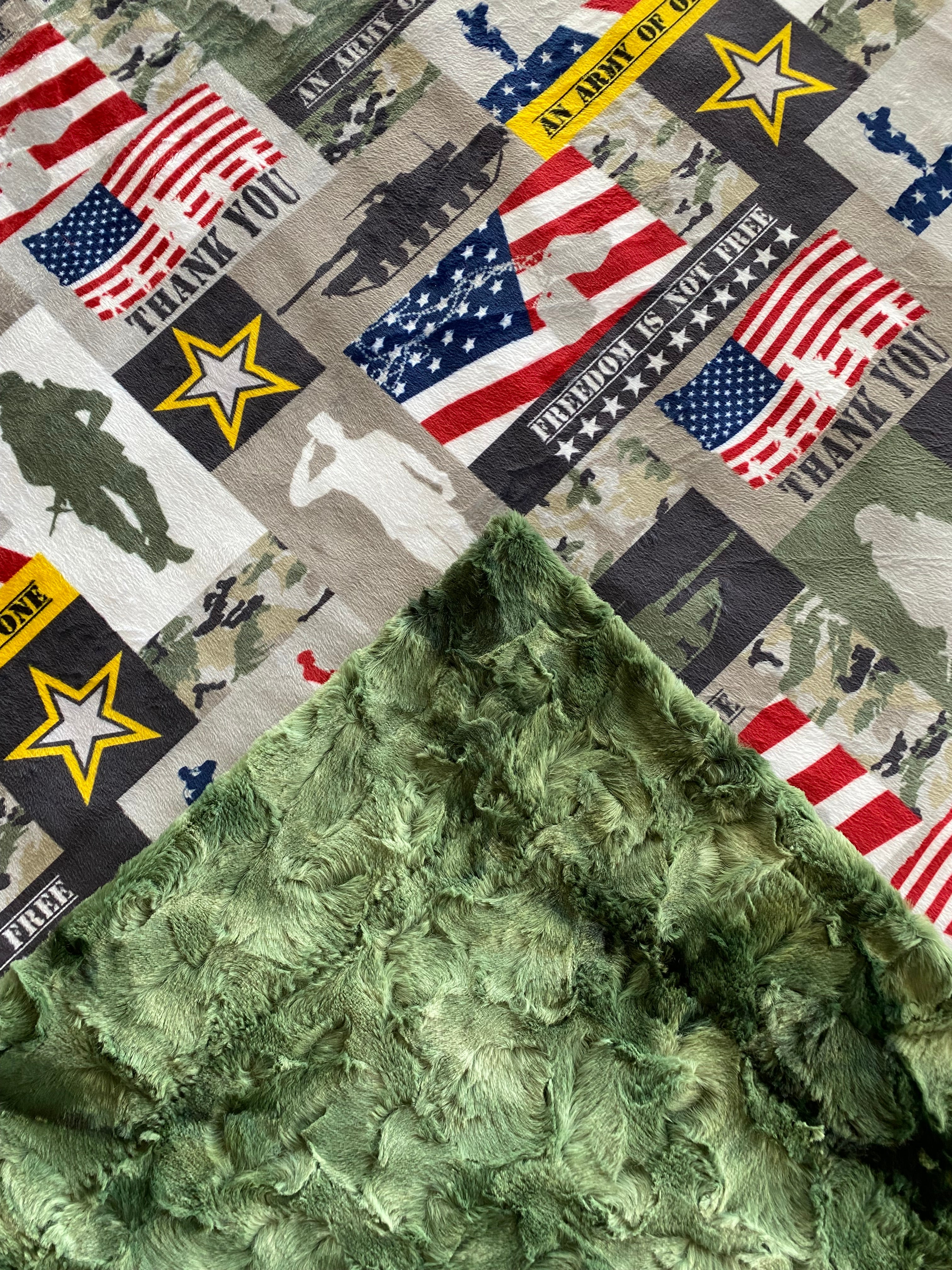 Army Green Camo Galaxy Minky Blanket - Adult Large 56x74 - Soft Military Themed Blanket for Bed, Couch & Outdoor Camping