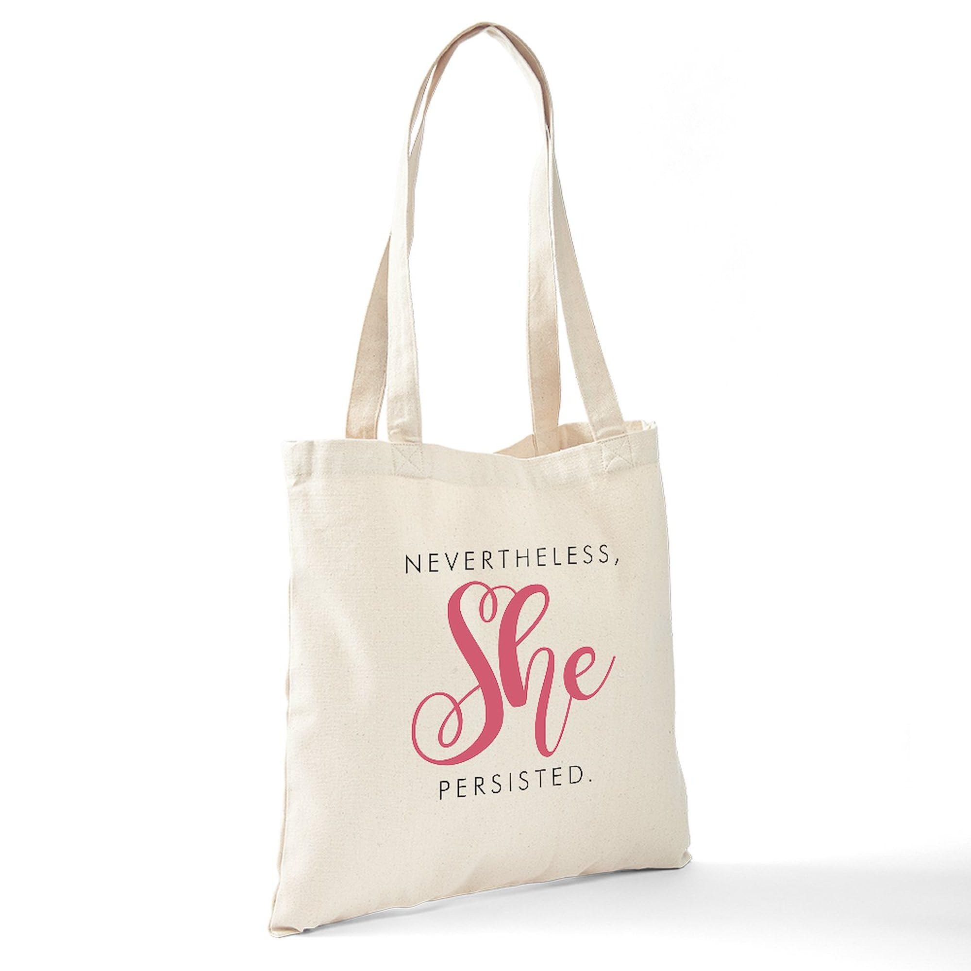 Nevertheless, She Persisted Natural Canvas Tote Bag - Eco-Friendly Reusable Shopping Bag for Women, Groceries, Beach & Work | Feminist Gift Idea