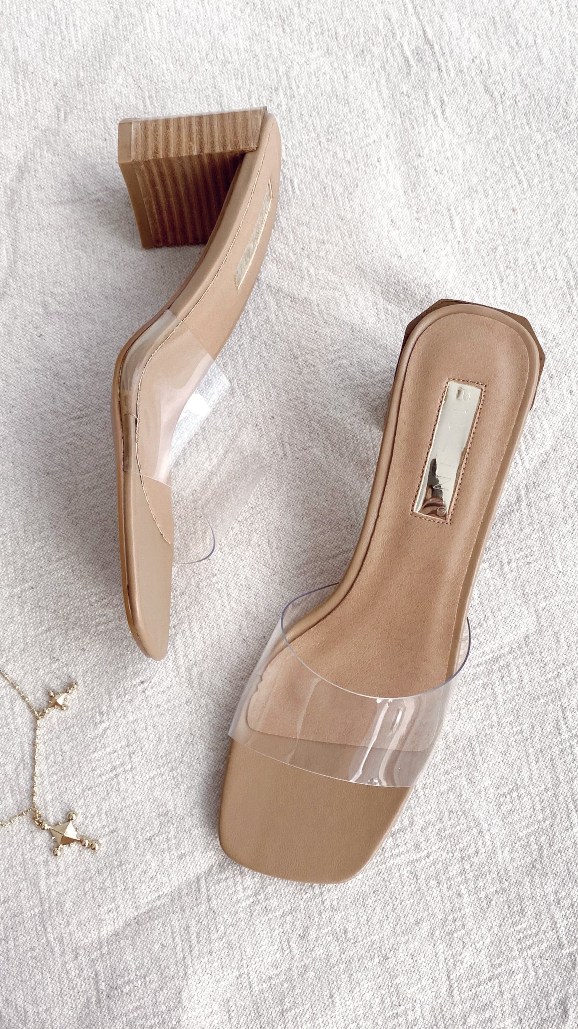 Lucy Heel Women's Sandals - Comfortable Clay & Clear Strappy Summer Shoes for Beach, Party & Casual Outings
