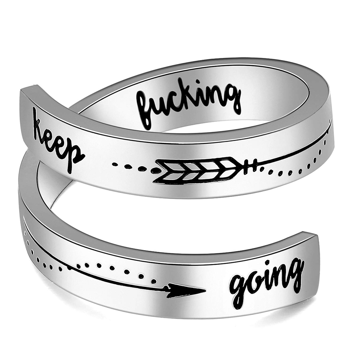 Inspirational Rings for Women - Stainless Steel Spiral Wrap Twist Ring - Motivational Personalized Jewelry - Birthday Gifts for Her - Perfect for Daily Wear, Office & Special Occasions
