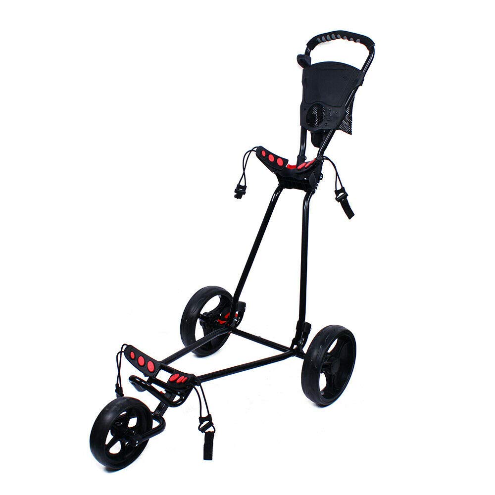 LOYALHEARTDY Foldable Lightweight Golf Push Cart with Foot Brake - Collapsible Golf Pull Cart for Golf Bags | Easy Open & Fold Design | Perfect for Course, Driving Range & Practice Sessions
